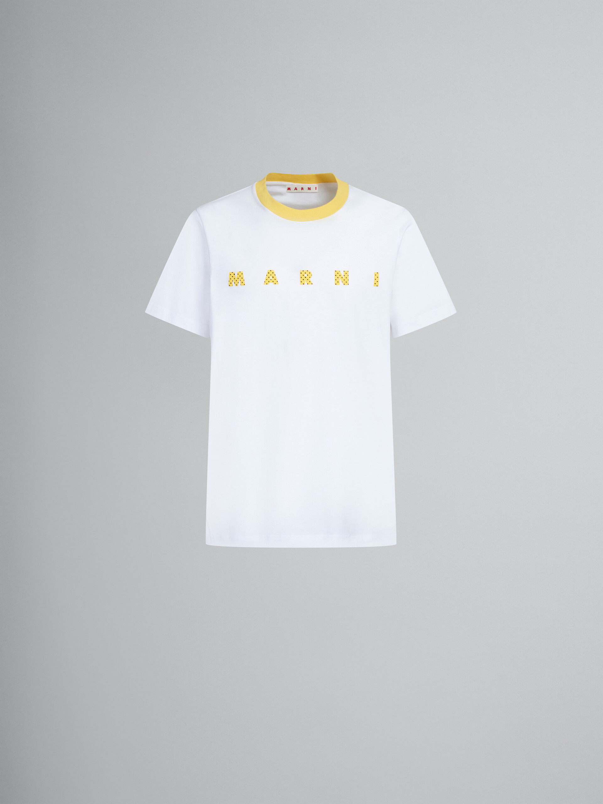 White bio cotton T-shirt with polka-dot logo