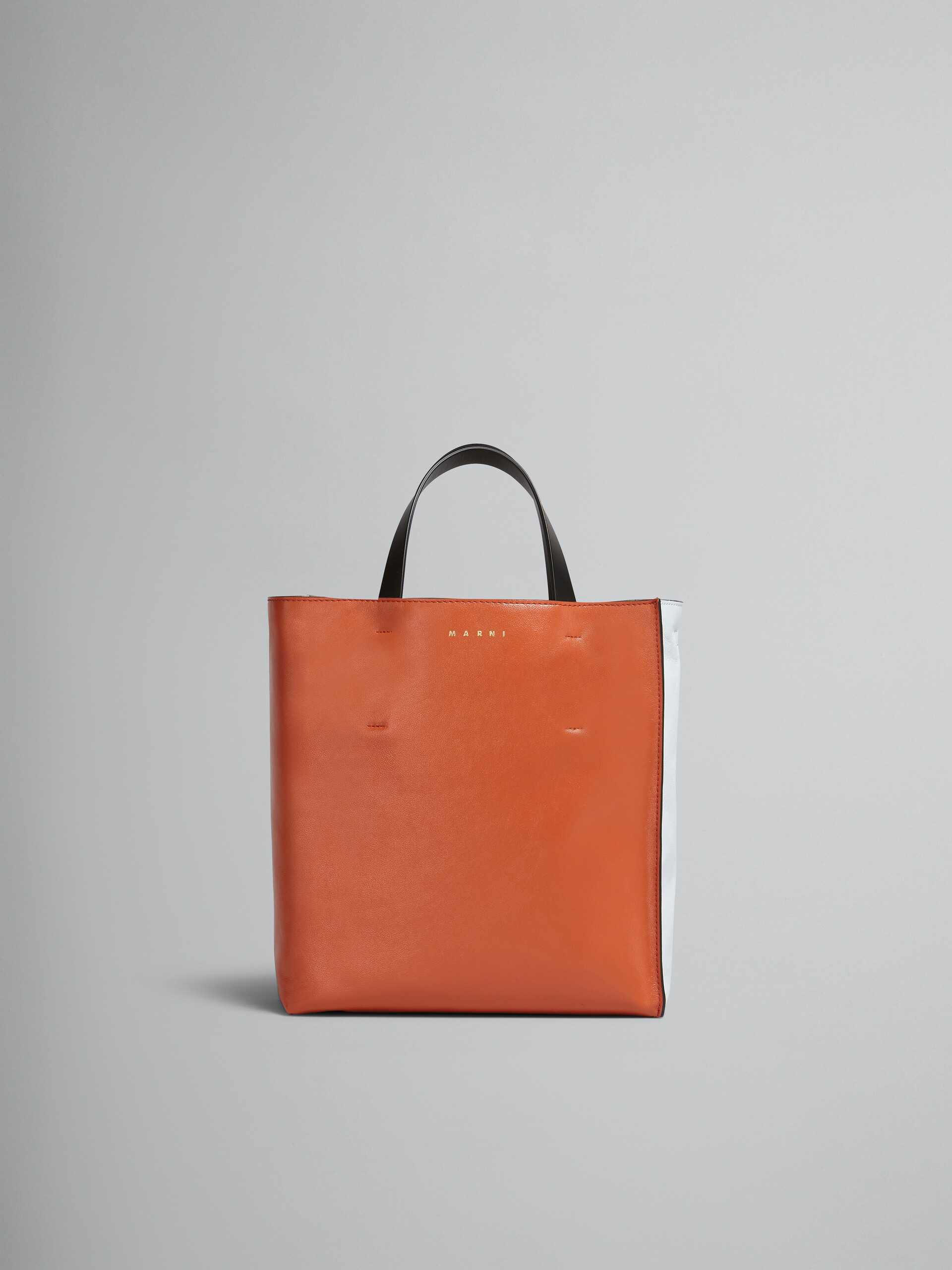 Brown pale blueblack tumbled leather MUSEO SOFT bag | Marni
