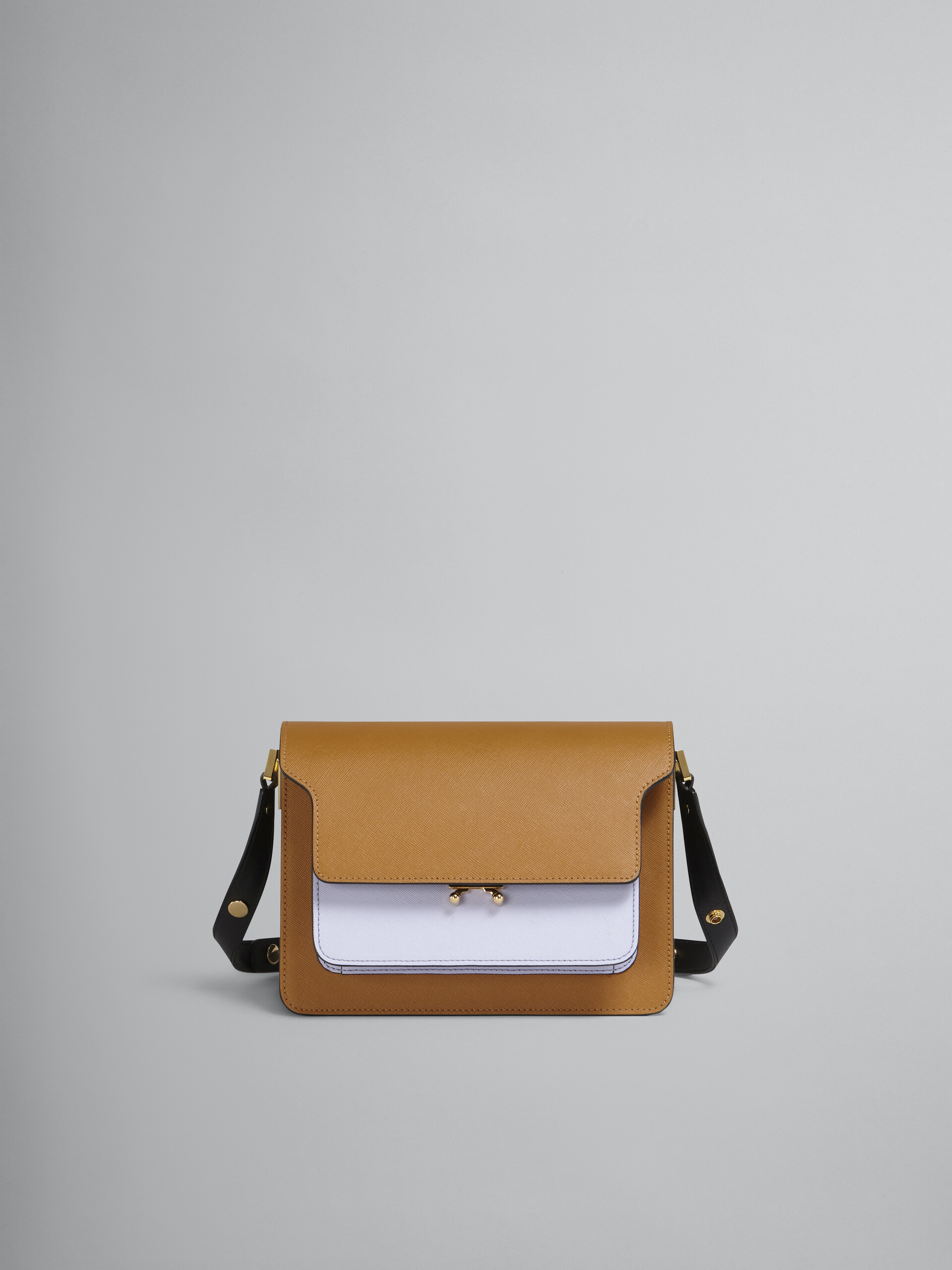 TRUNK medium bag in grey brown and black saffiano leather