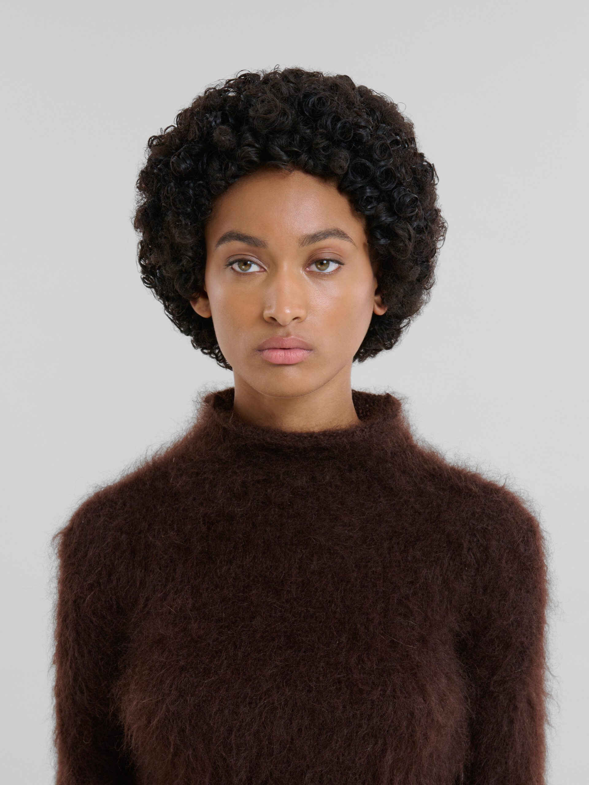 Dolcevita in mohair spazzolato marrone - Pullover - Image 4