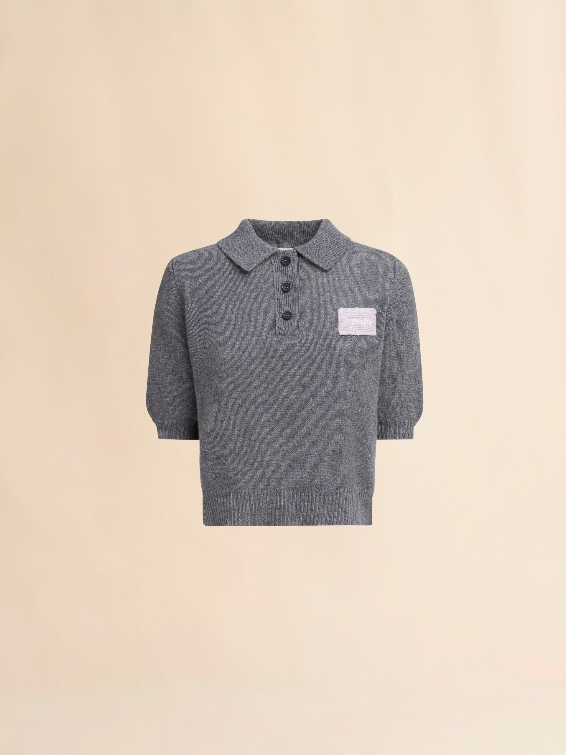 Maglione polo in cashmere grigio con applicazione Marni - Camicie - Image 1