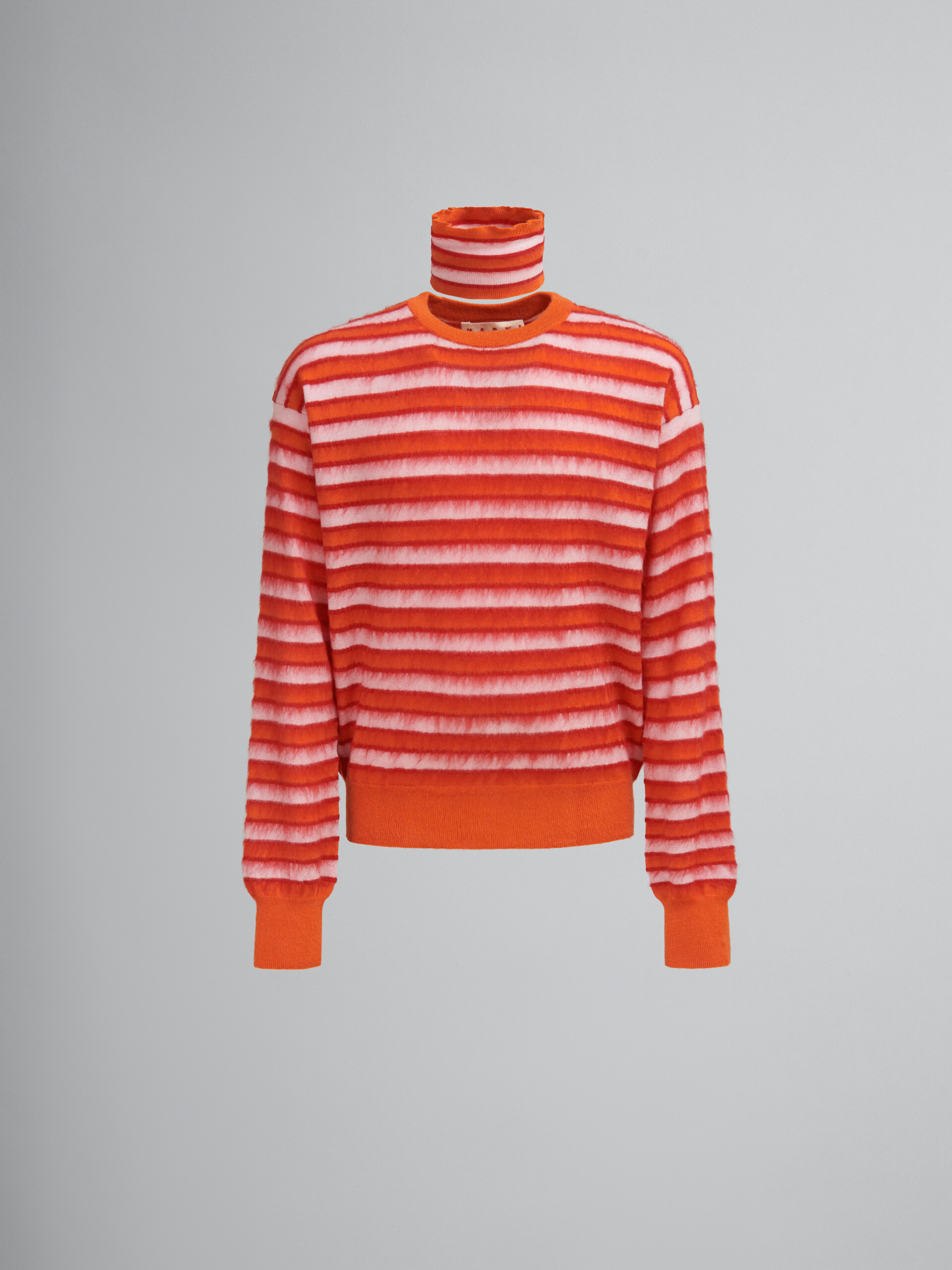 Maglione in lana-mohair a righe rosa e arancione - Pullover - Image 1