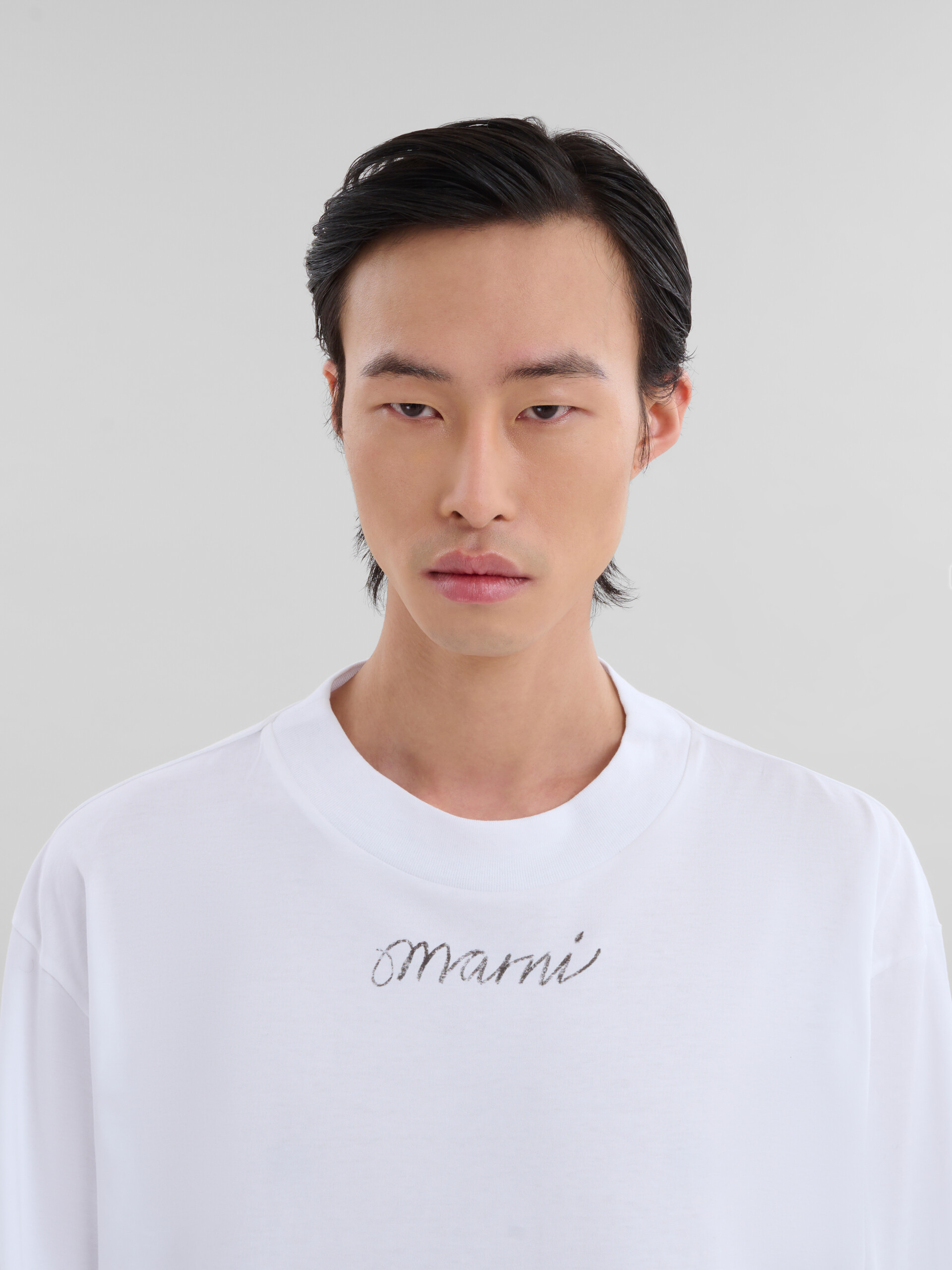T-shirt a maniche lunghe in cotone biologico bianco con motivo Scribble Marni - T-shirt - Image 4