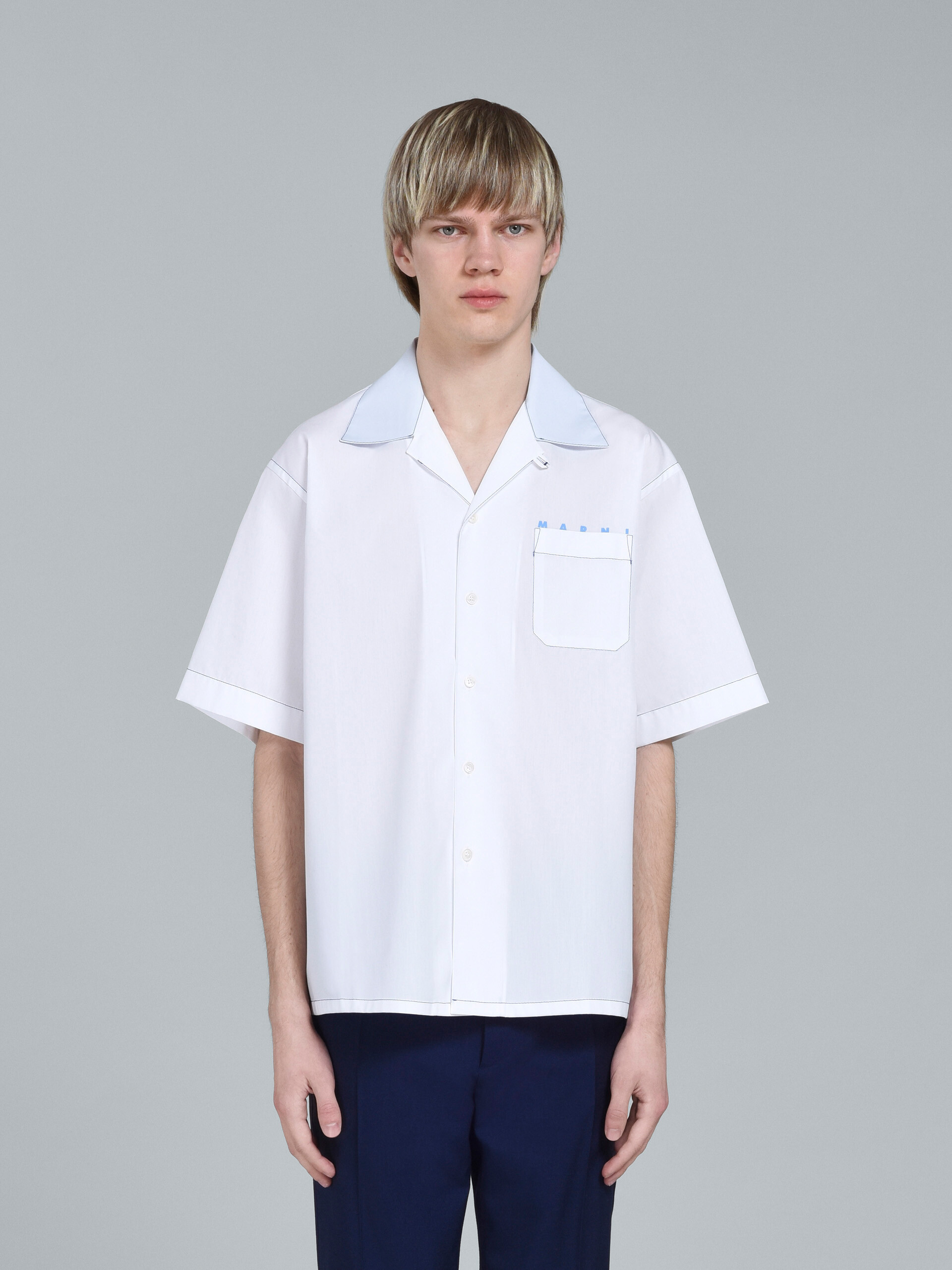 White logo print poplin bowling shirt | Marni