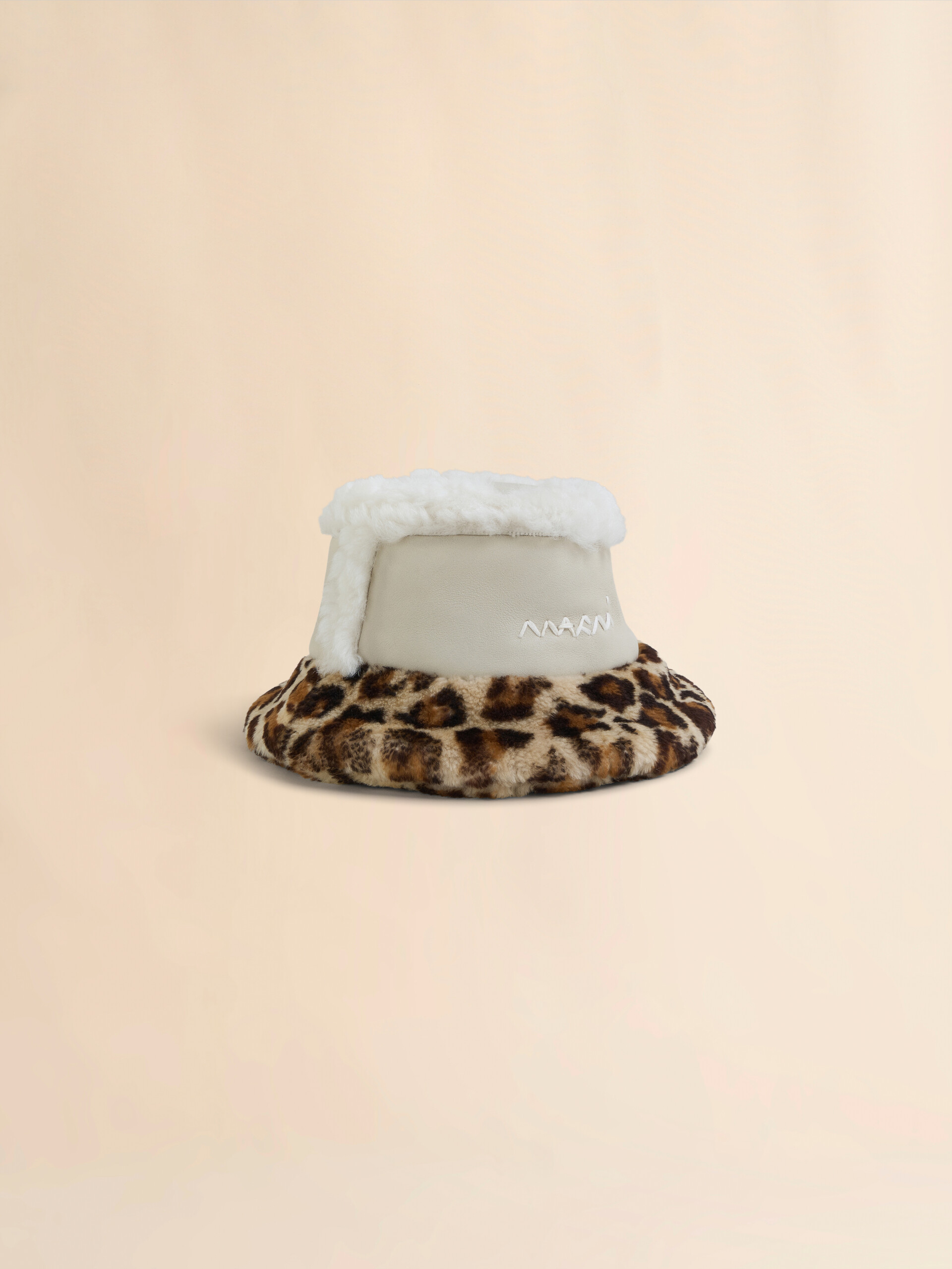 Cappello bucket in pelle e shearling - Cappelli - Image 1