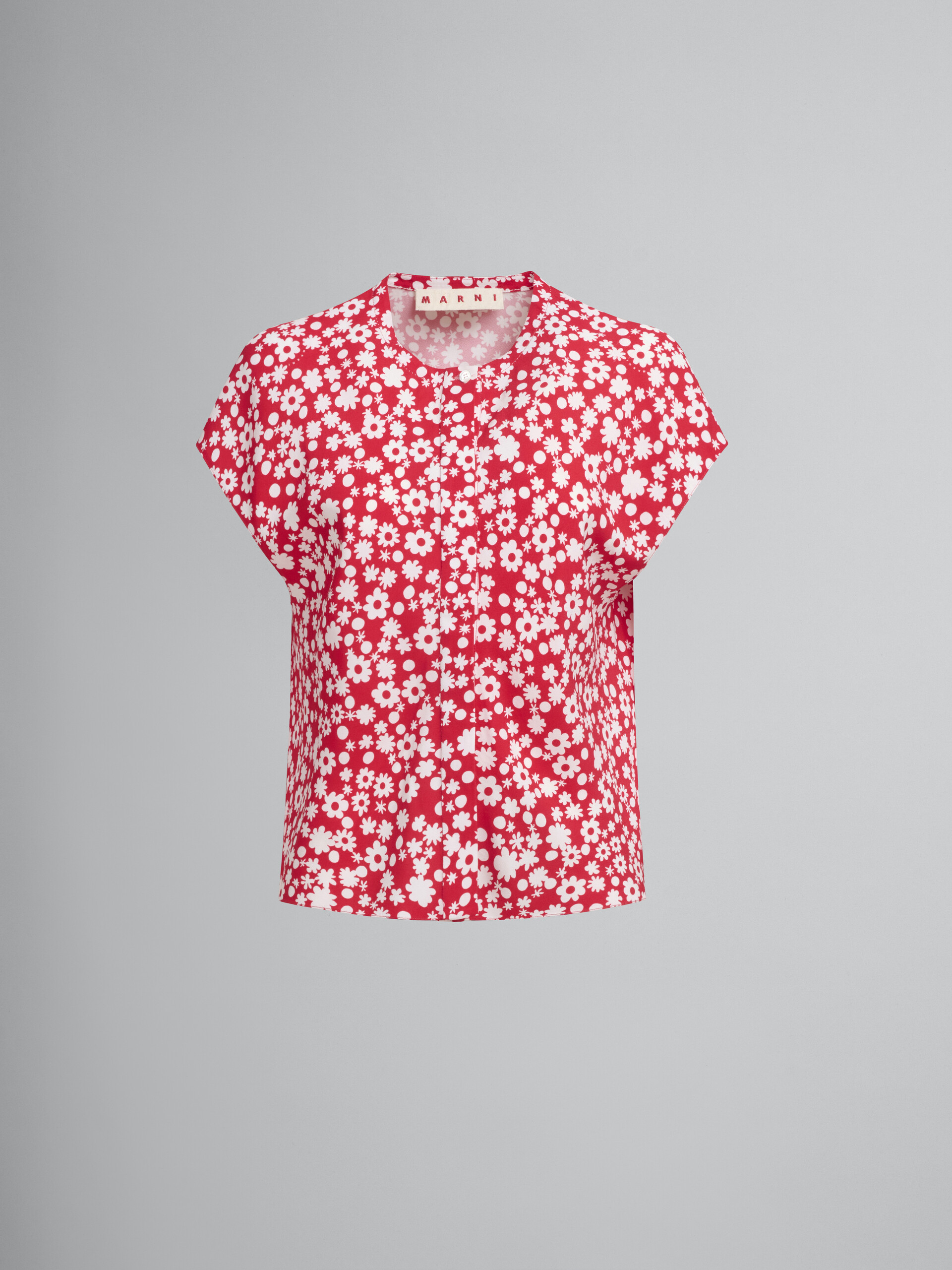 Camicia con motivo Pop Fields bianco e rosso - Camicie - Image 1