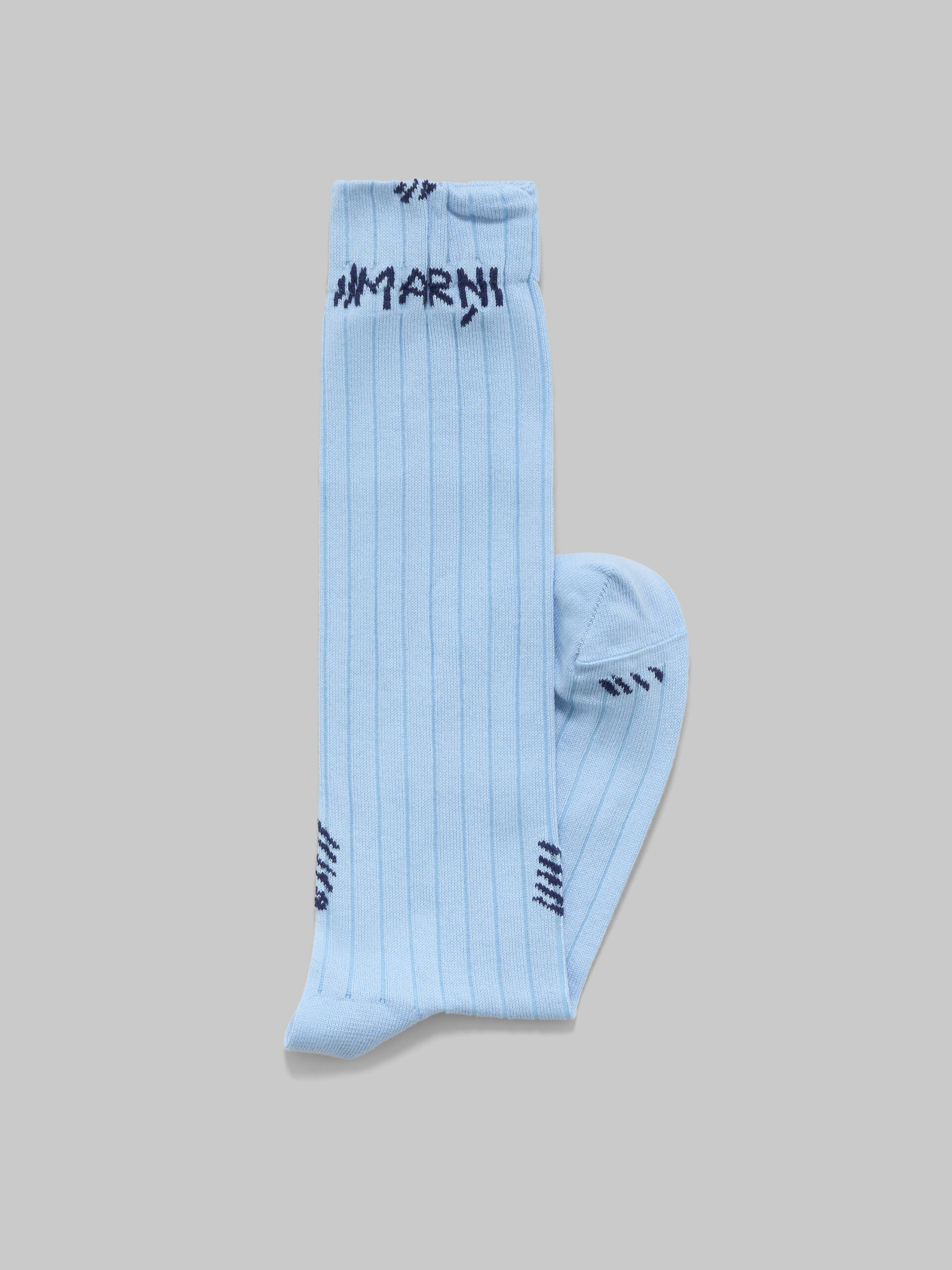 Light blue ribbed cotton socks with Marni Mending - Socks - Image 2