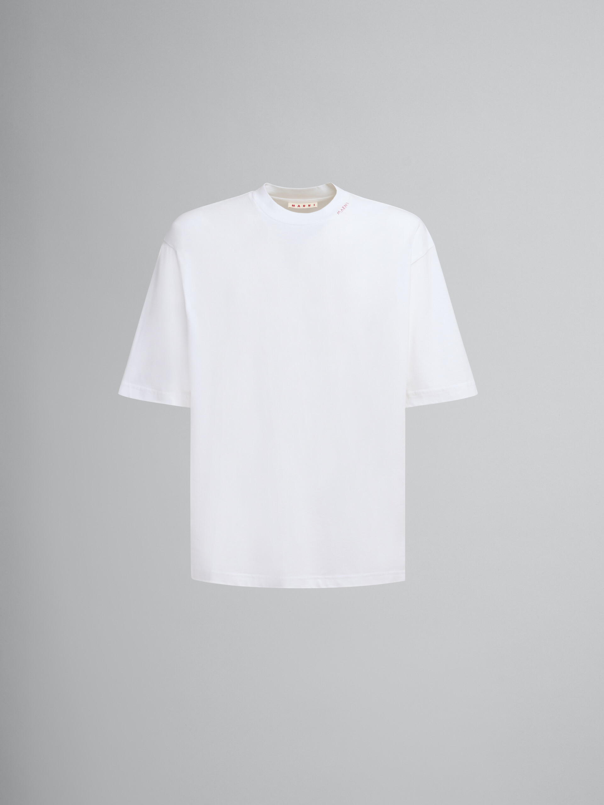 T-shirt in cotone biologico bianco con ricamo Marni Symbol - Camicie - Image 1