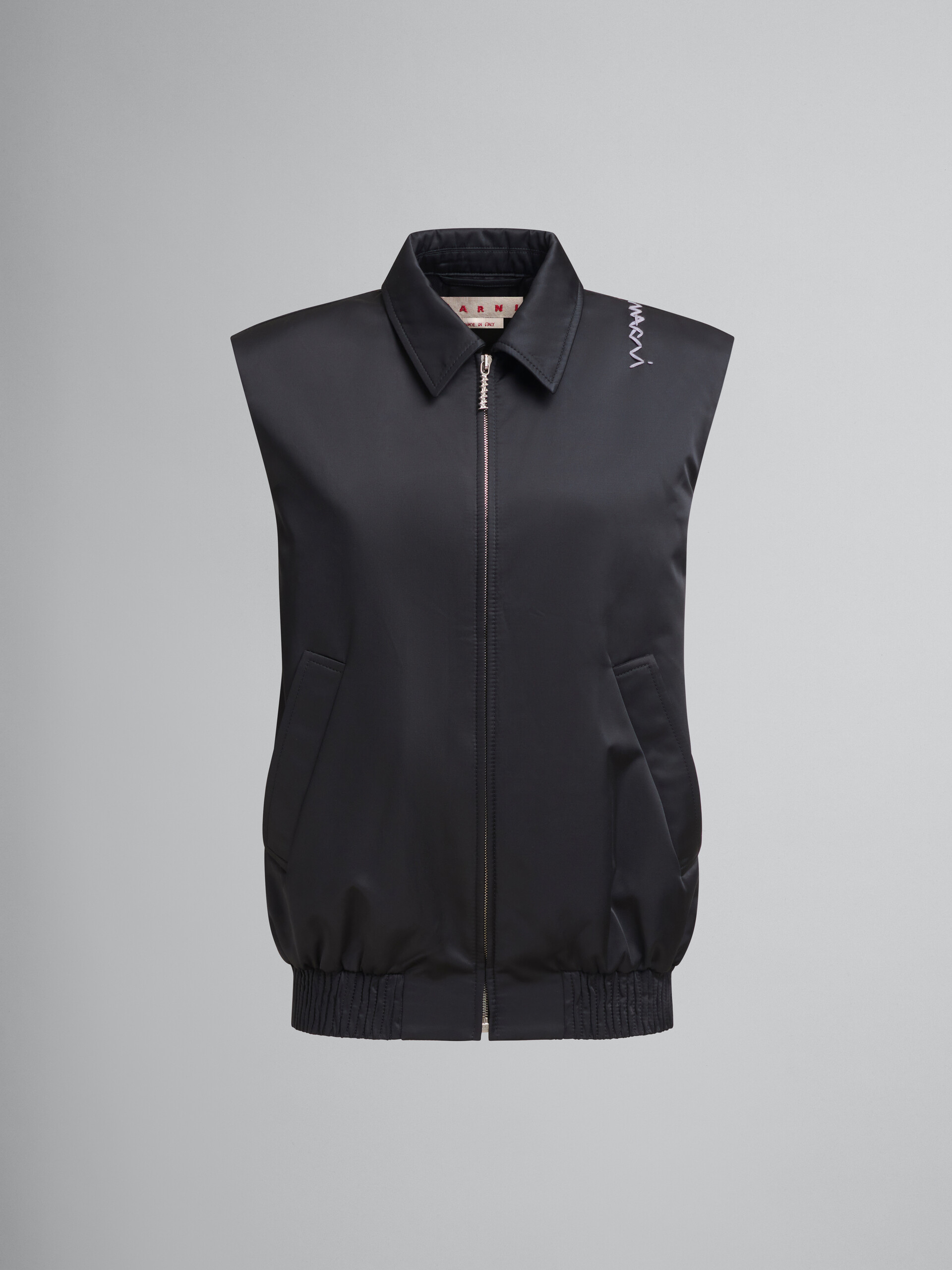 Gilet in taffetà nero con ricamo Marni Symbol - Gilet - Image 1