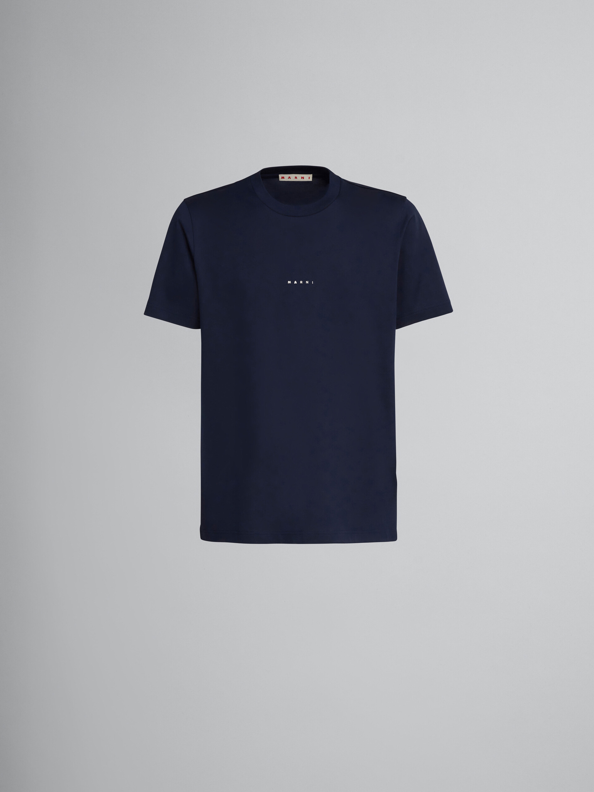 Dark blue organic cotton T-shirt with logo | Marni
