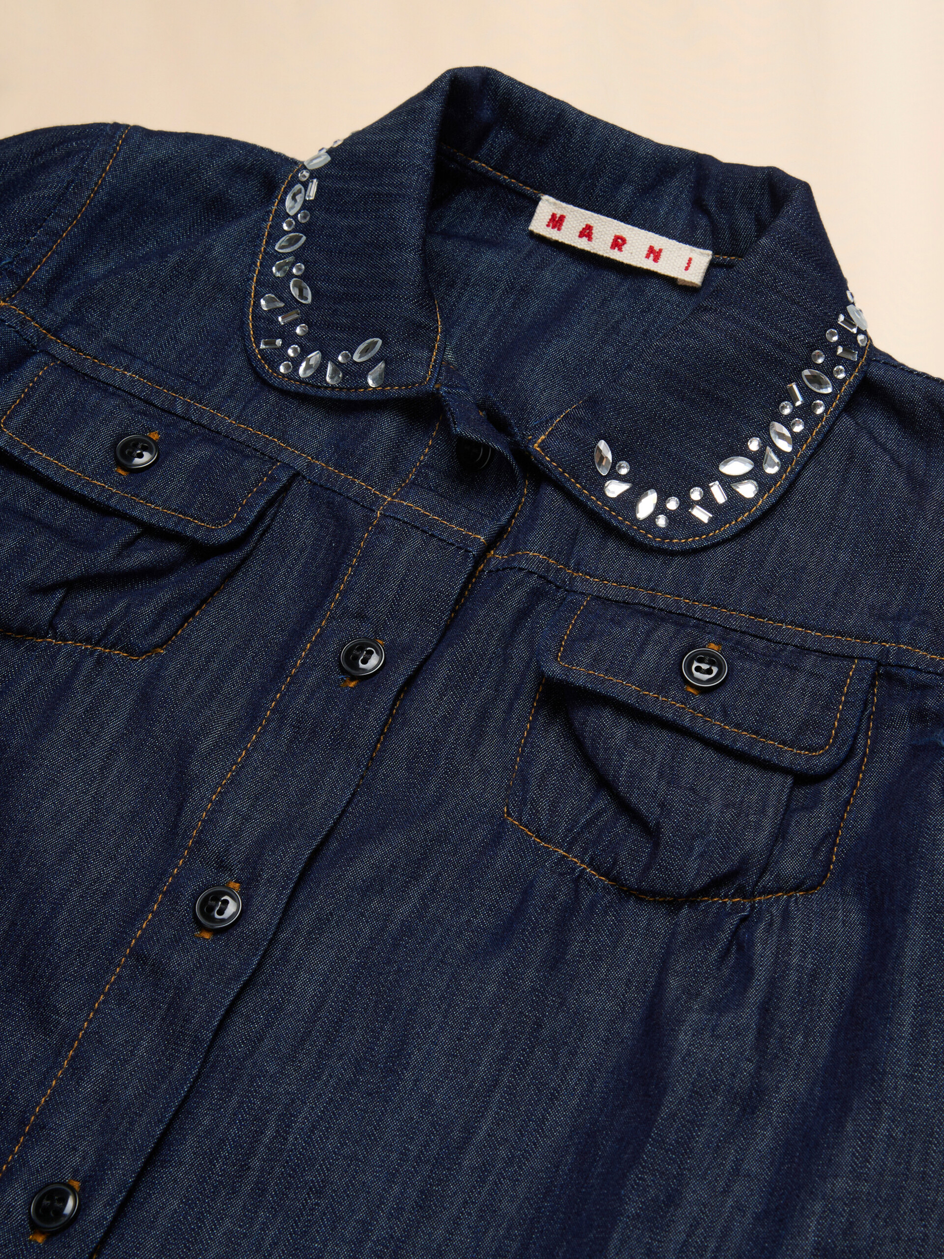 Camicia in denim scuro con rhinestones - Camicie - Image 3