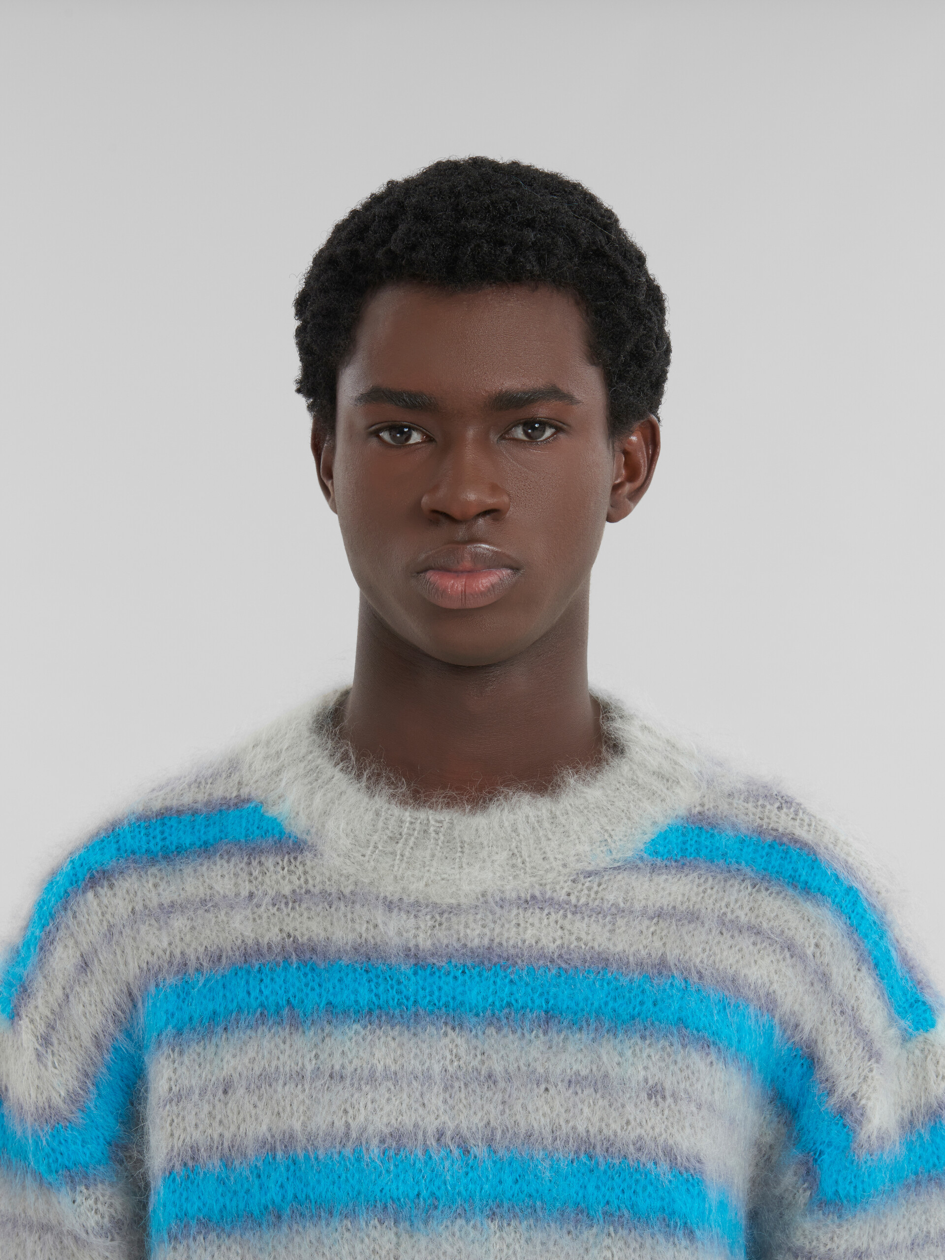 Girocollo blu in mohair a righe - Pullover - Image 4