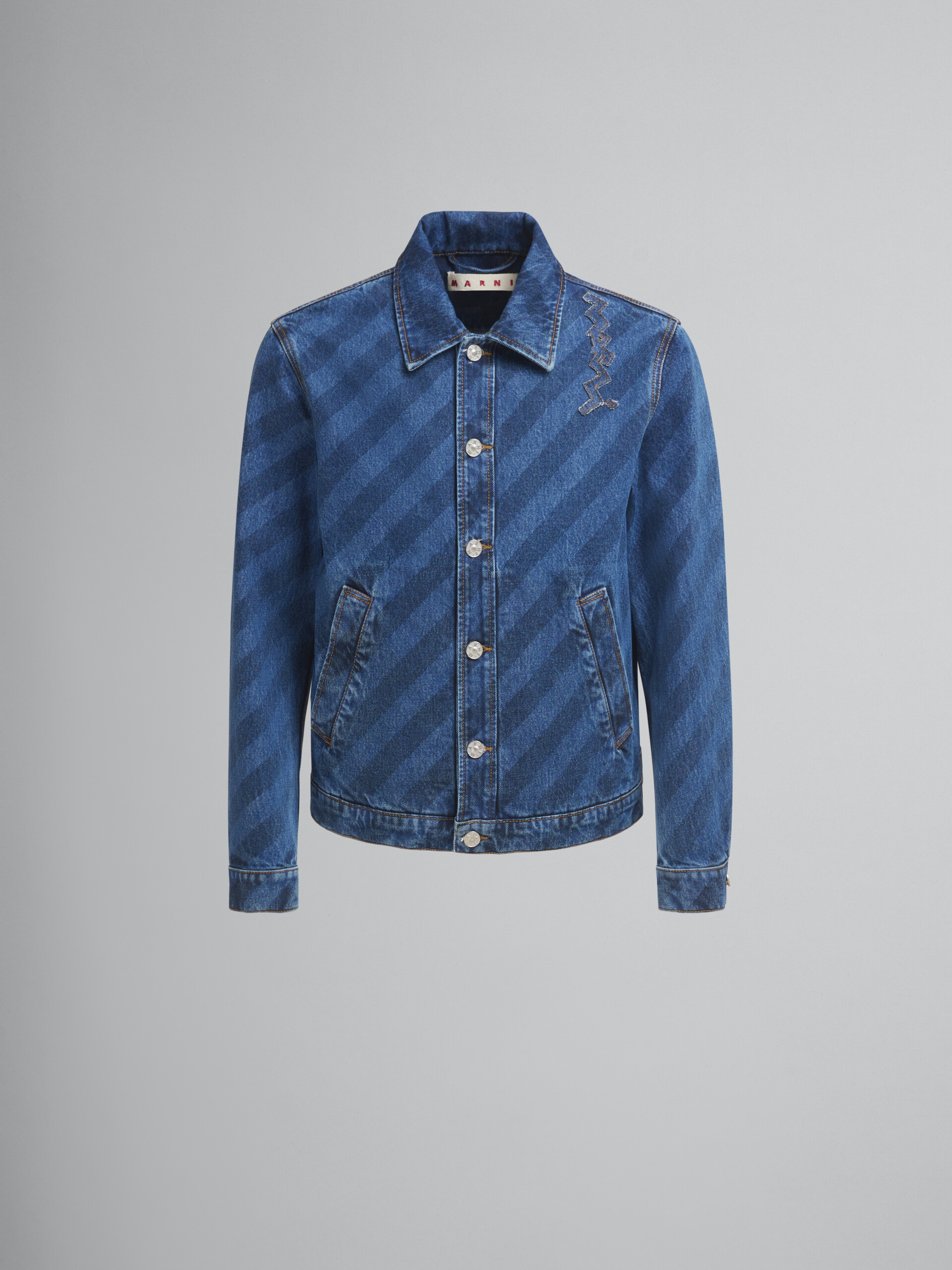 Giacca in denim blu a righe - Giacche - Image 1