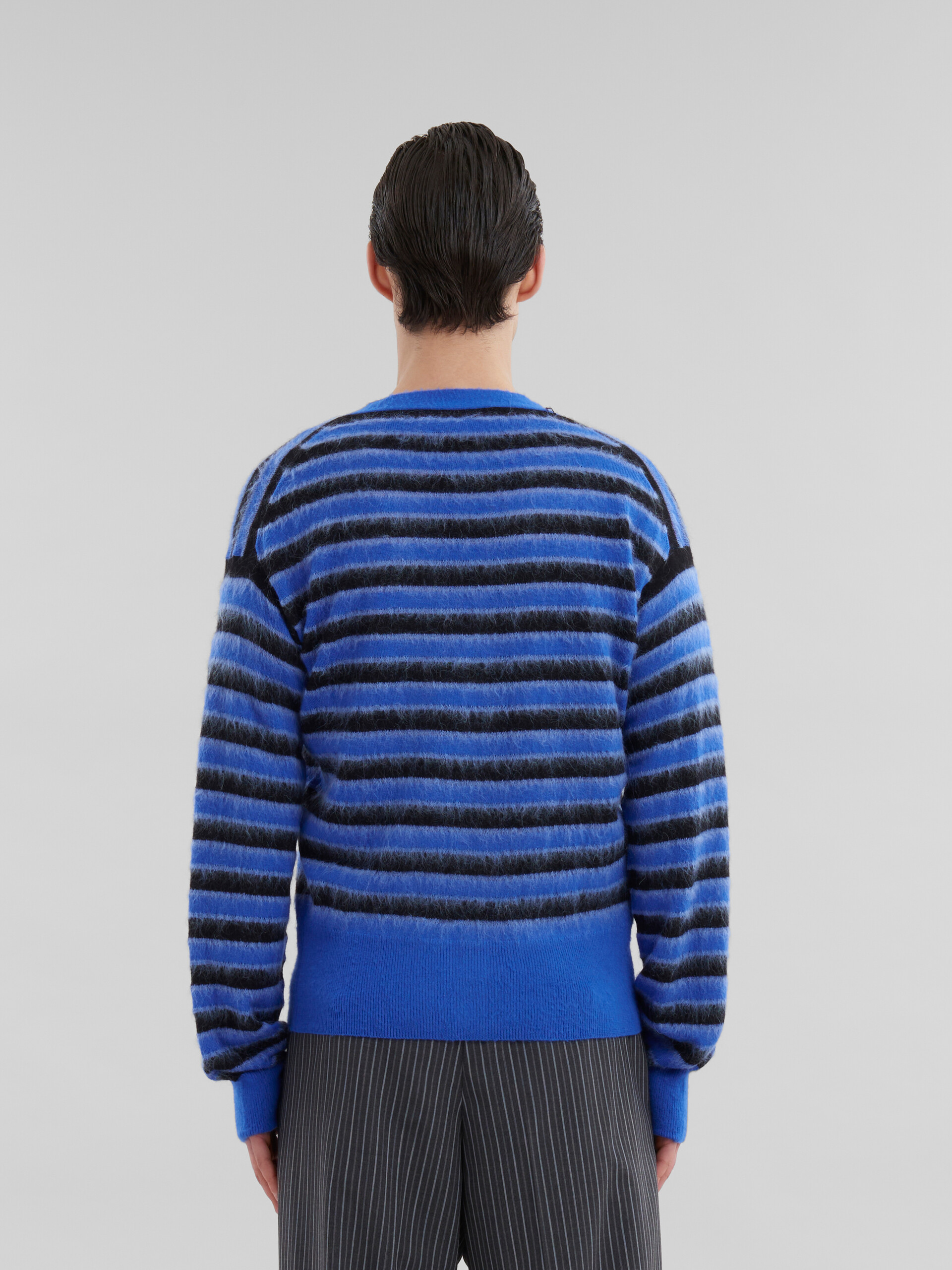 Cardigan a righe in lana-mohair blu - Pullover - Image 3