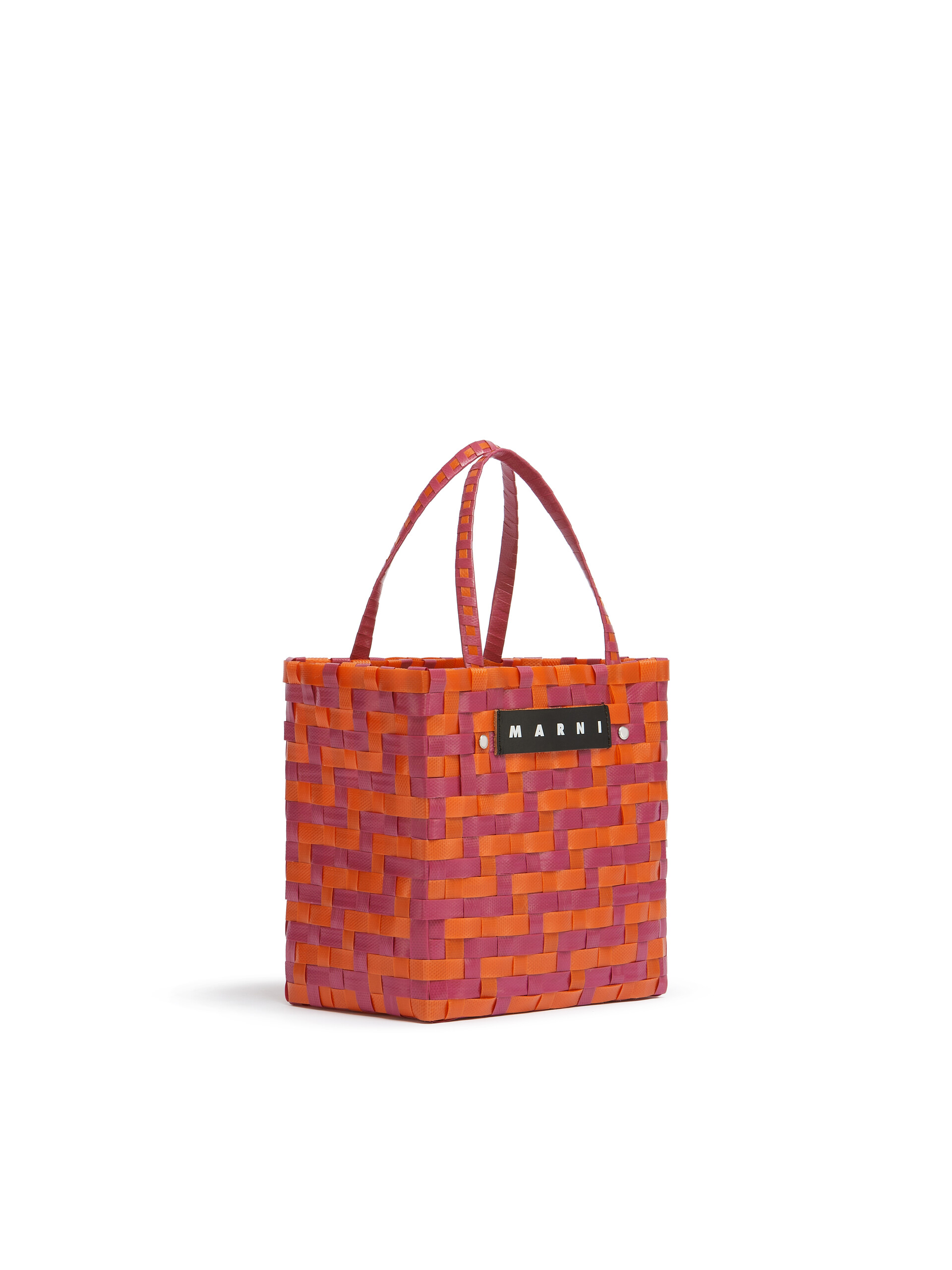 Fuchsia and red zig-zag Marni Market Mini Basket Bag