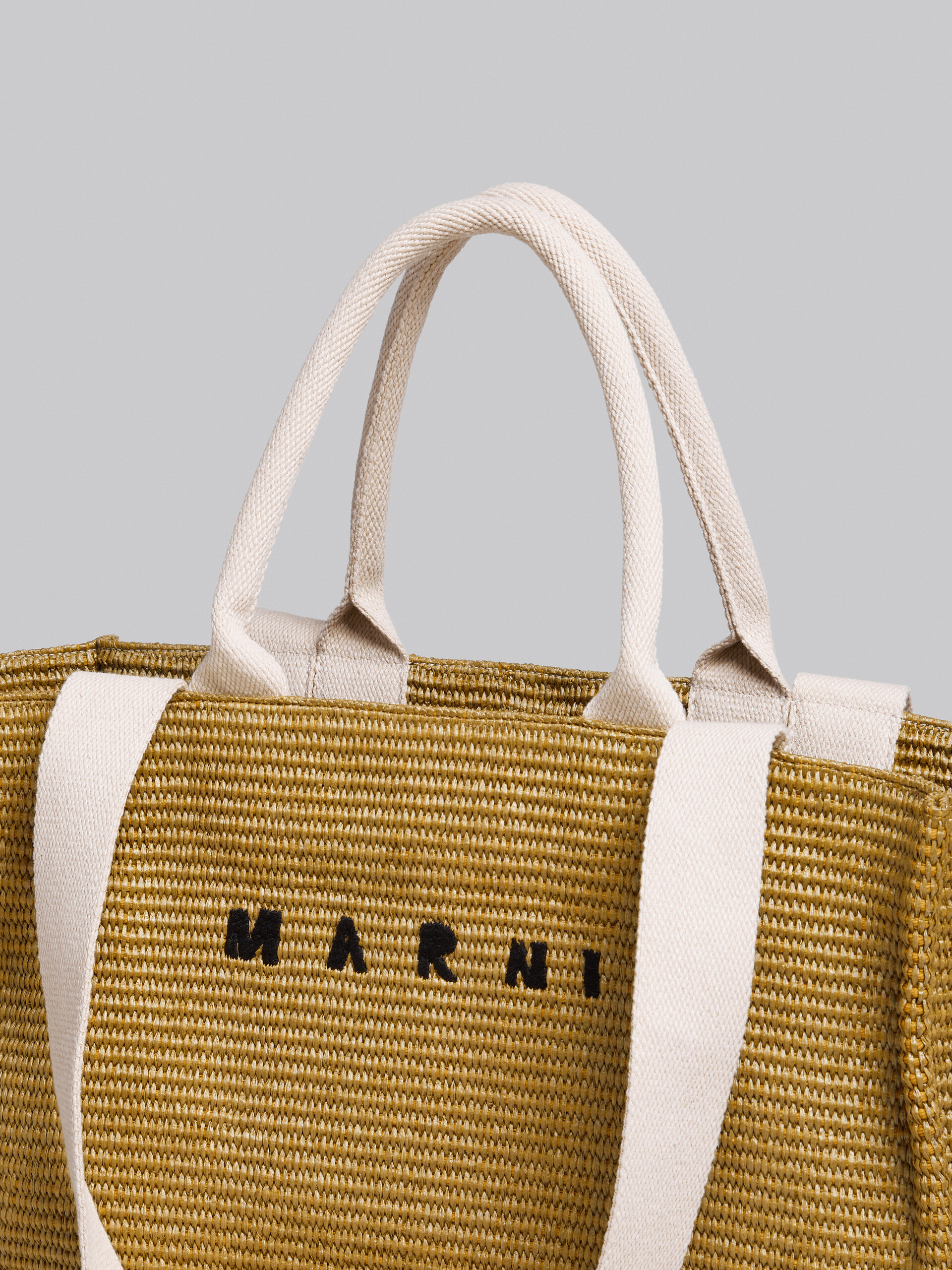 Buy Marni Webbing-trimmed Woven Raffia Tote Bag - Neutrals At 50% Off