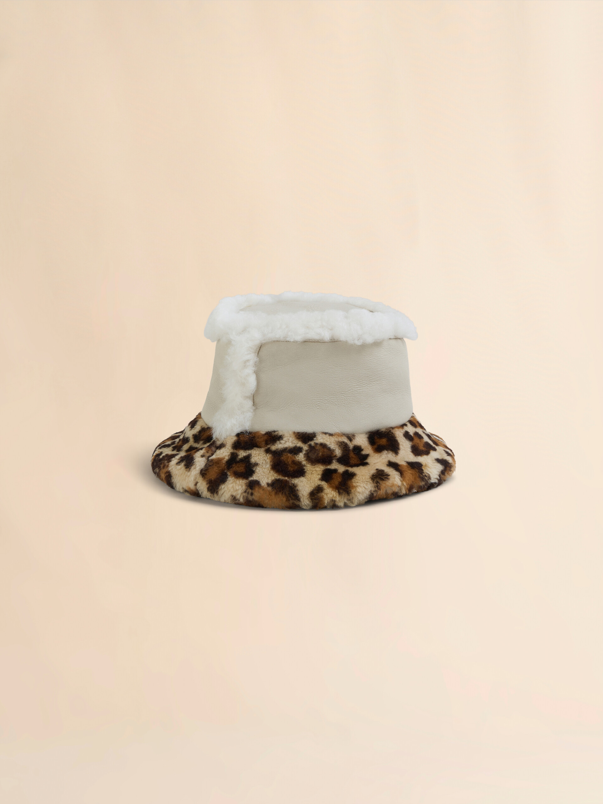 Cappello bucket in pelle e shearling - Cappelli - Image 3