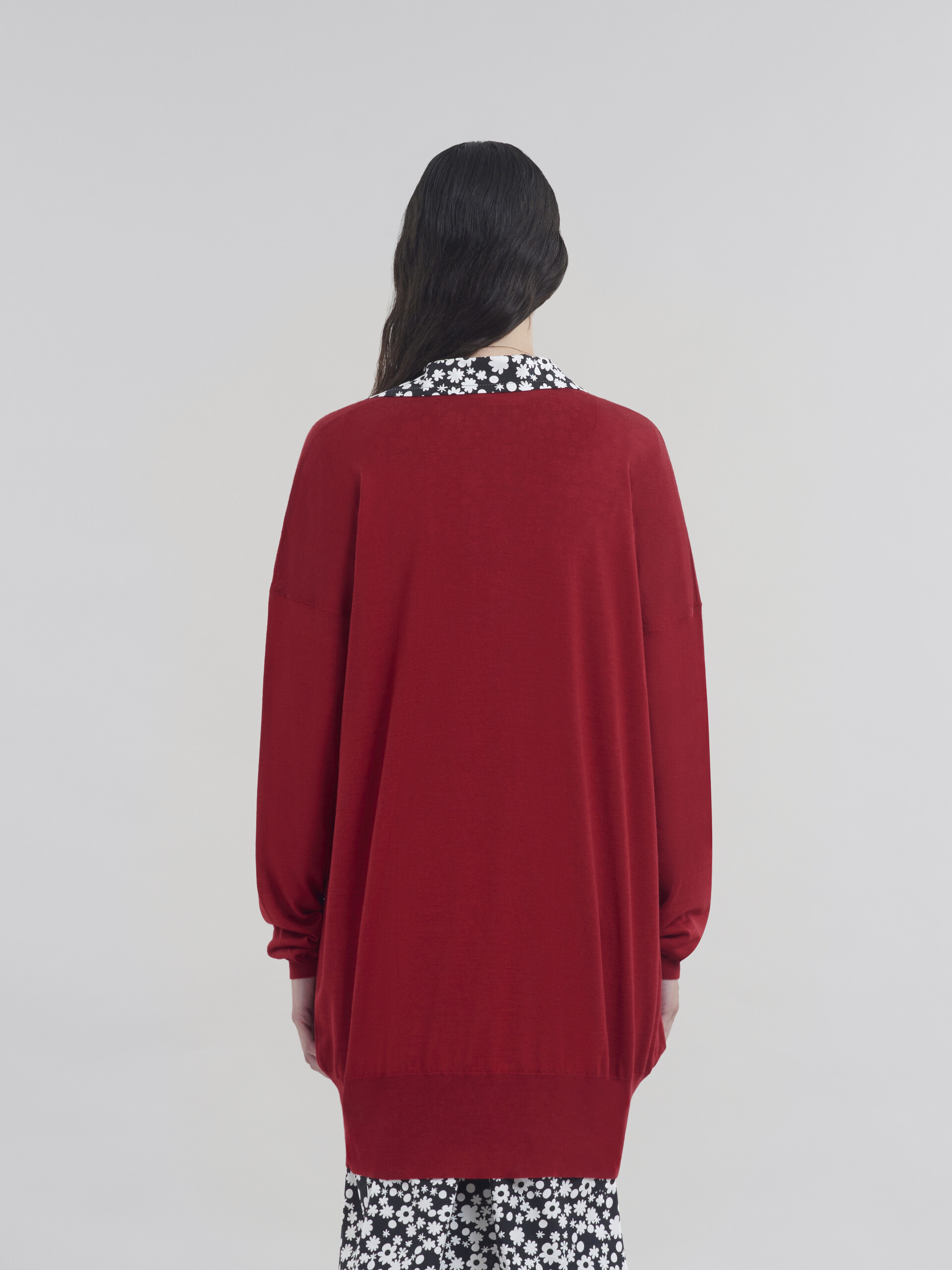 Maglione over in lana e seta rossa con ricamo Marni Symbol - Pullover - Image 3