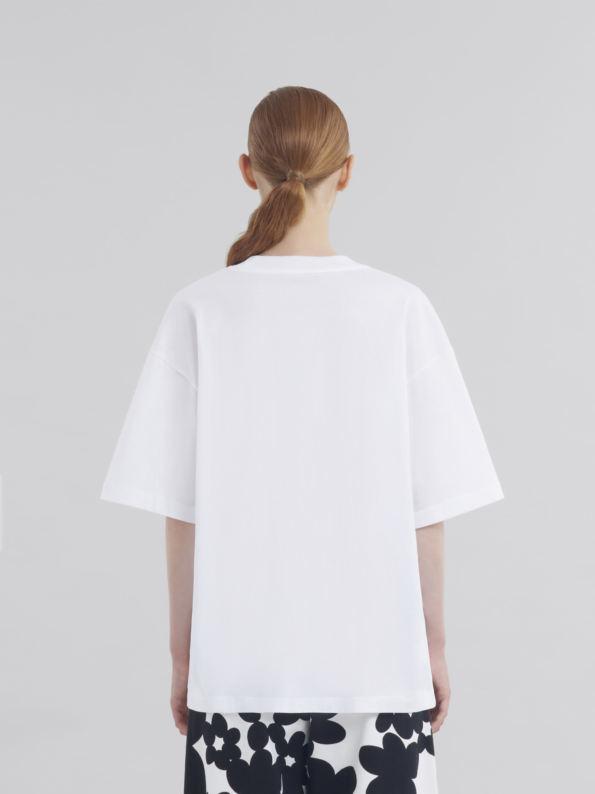 T-shirt boxy in cotone bianco con stampa - T-shirt - Image 3