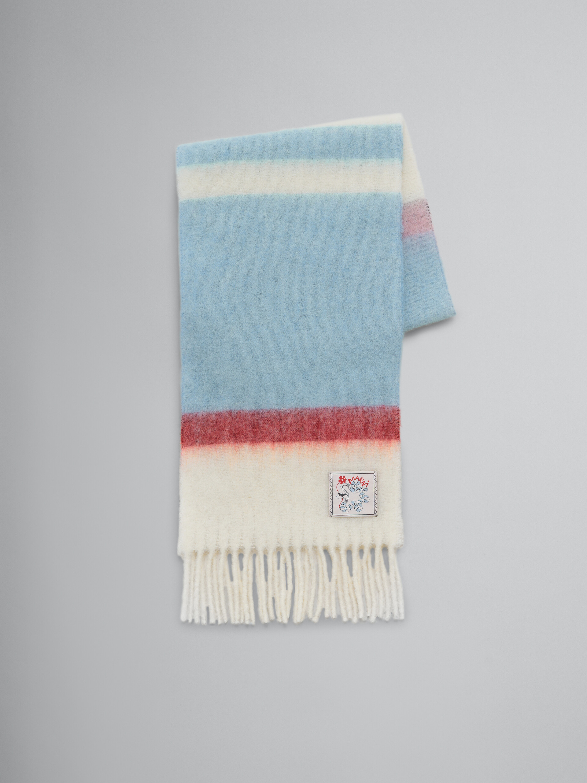 Sciarpa in alpaca e mohair azzurra con motivo a righe - Sciarpe - Image 1