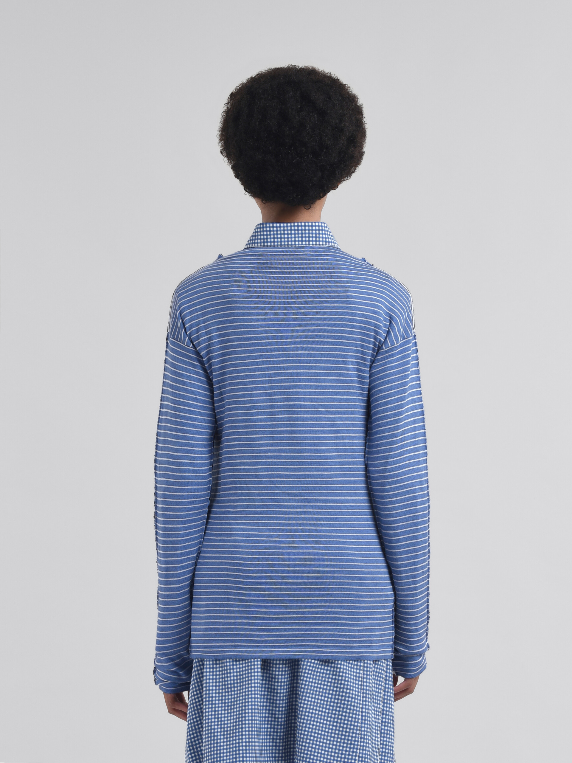 Maglione a righe blu con retro a contrasto - Pullover - Image 3