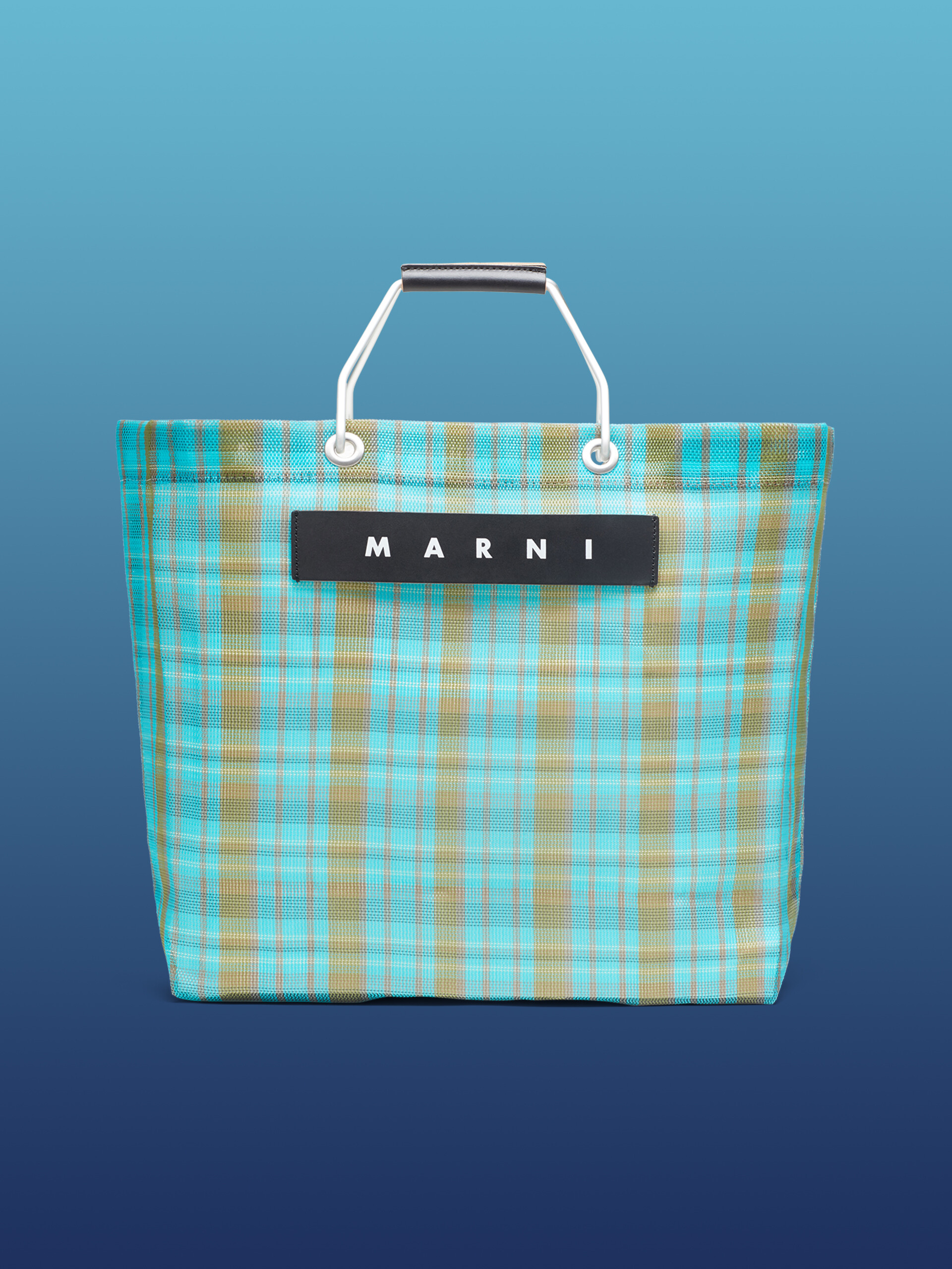 stripe国内正規MARNI MARKETマルニマーケット ストライプバッグ ナイトブルー