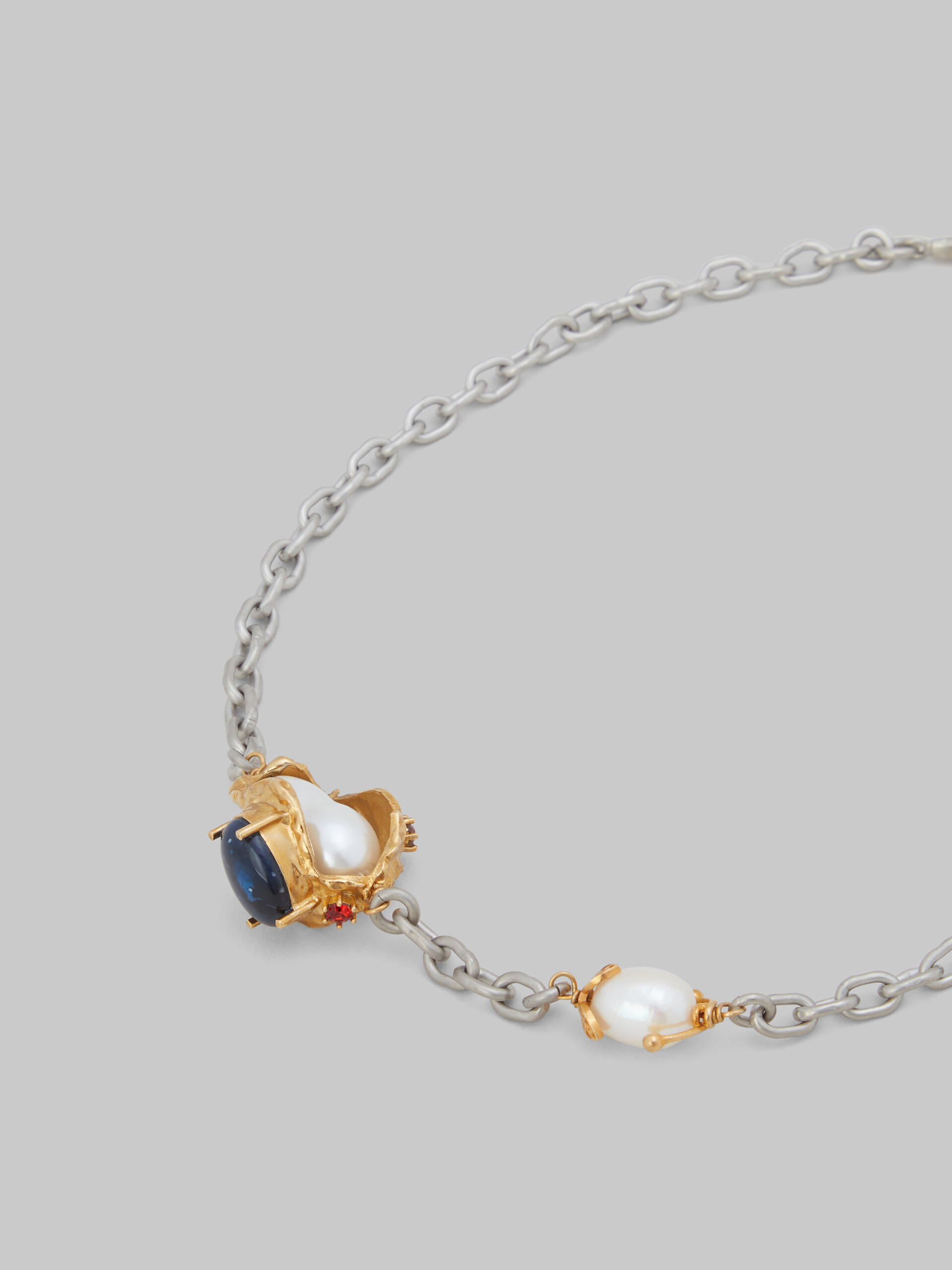 Collana oro e palladio con charm con perla incastonata - Collana - Image 2