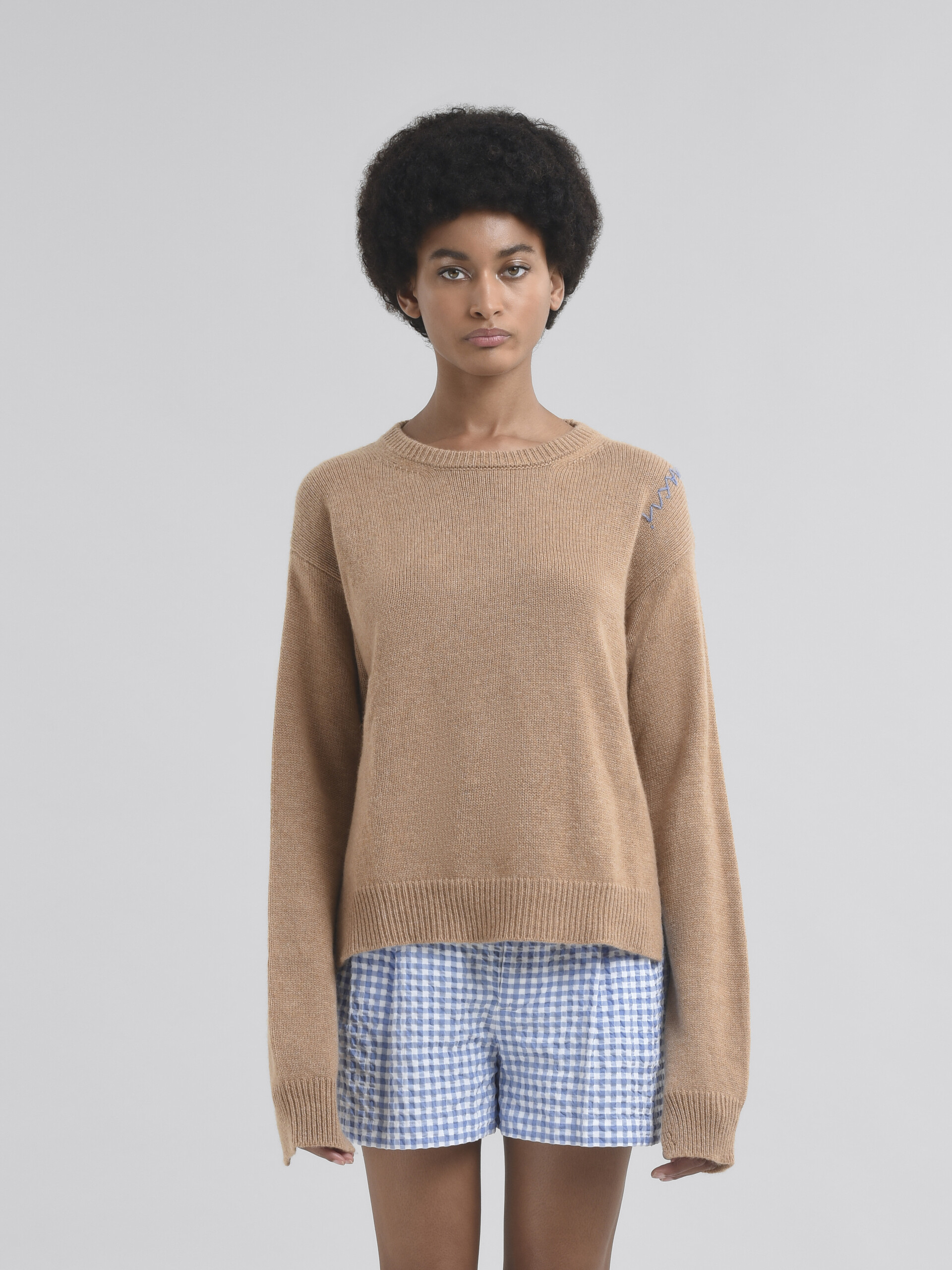 Maglione boxy in cashmere indaco con ricamo Marni Symbol - Pullover - Image 2