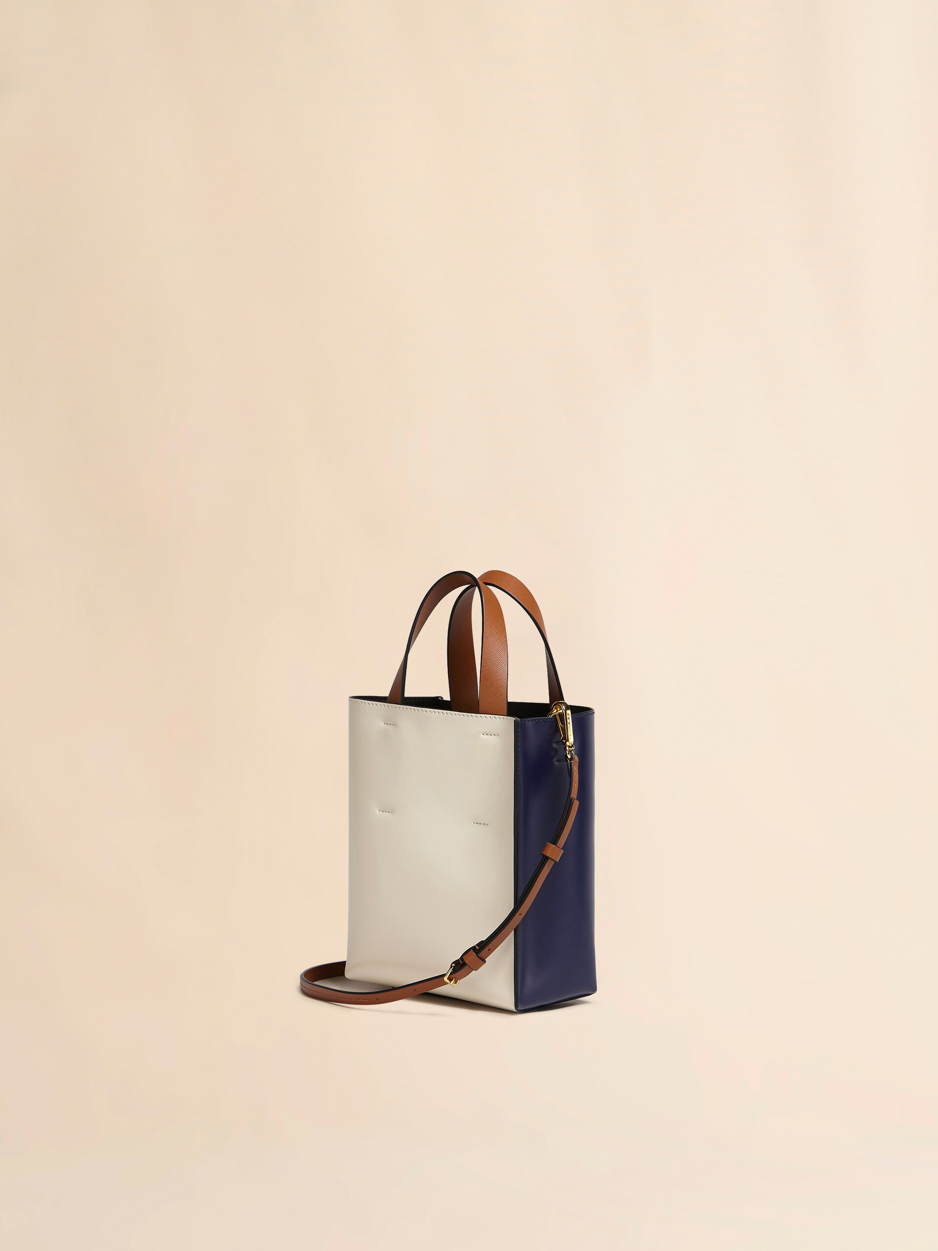 MUSEO bag mini in pelle blu e bianca - Borse shopping - Image 2