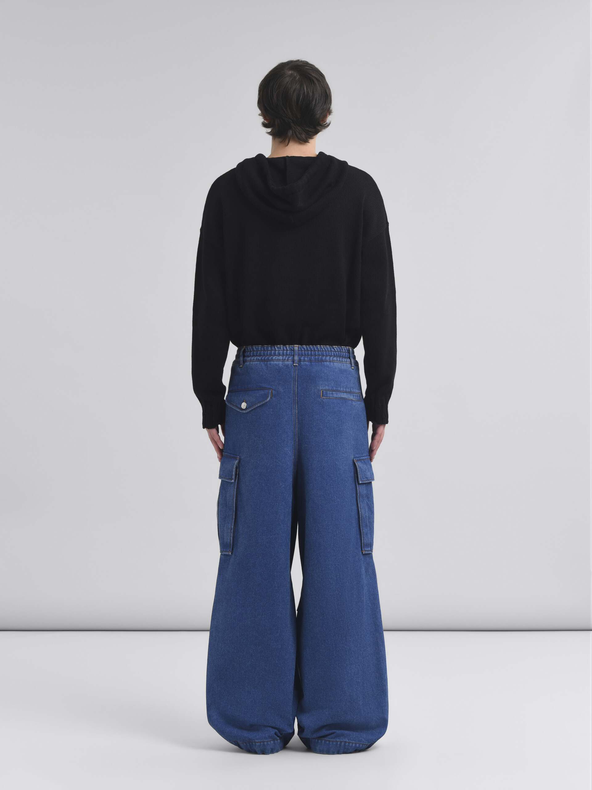 Pantaloni cargo in denim blu scuro con applicazione logo Marni - Pantaloni - Image 3