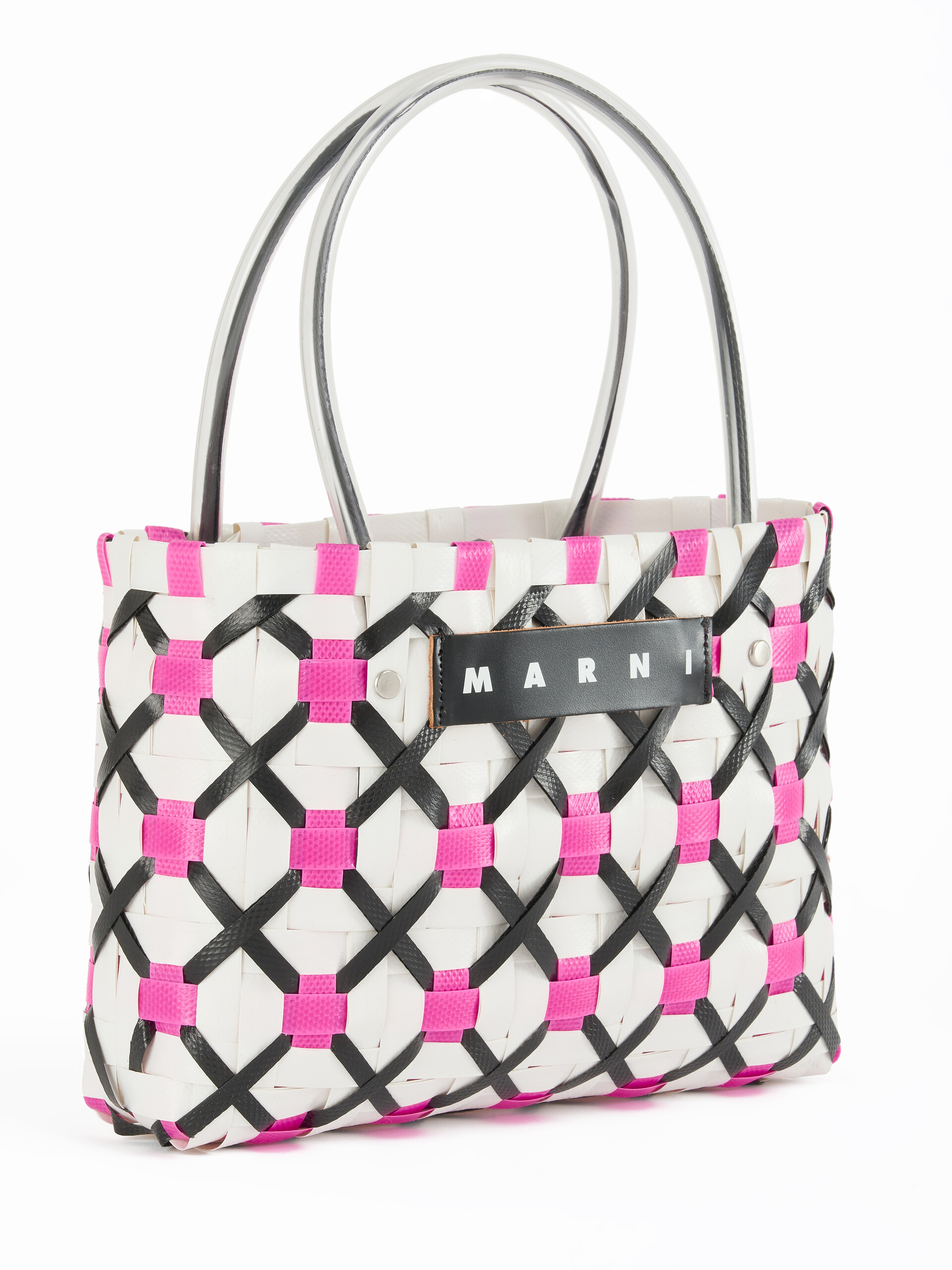 White and pink criss-cross MARNI MARKET tote bag