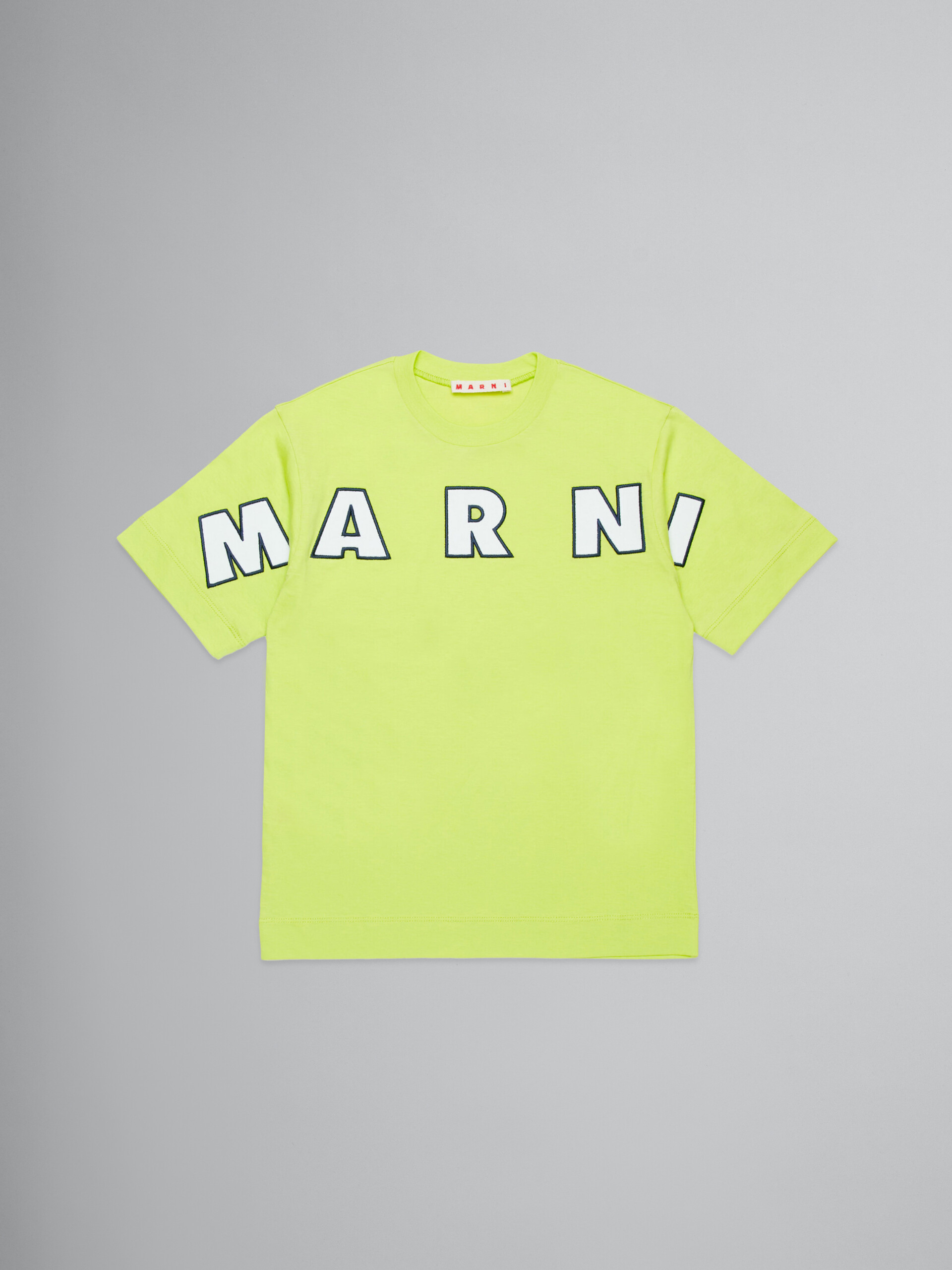 Lime green T-shirt with embroidered logo | Marni