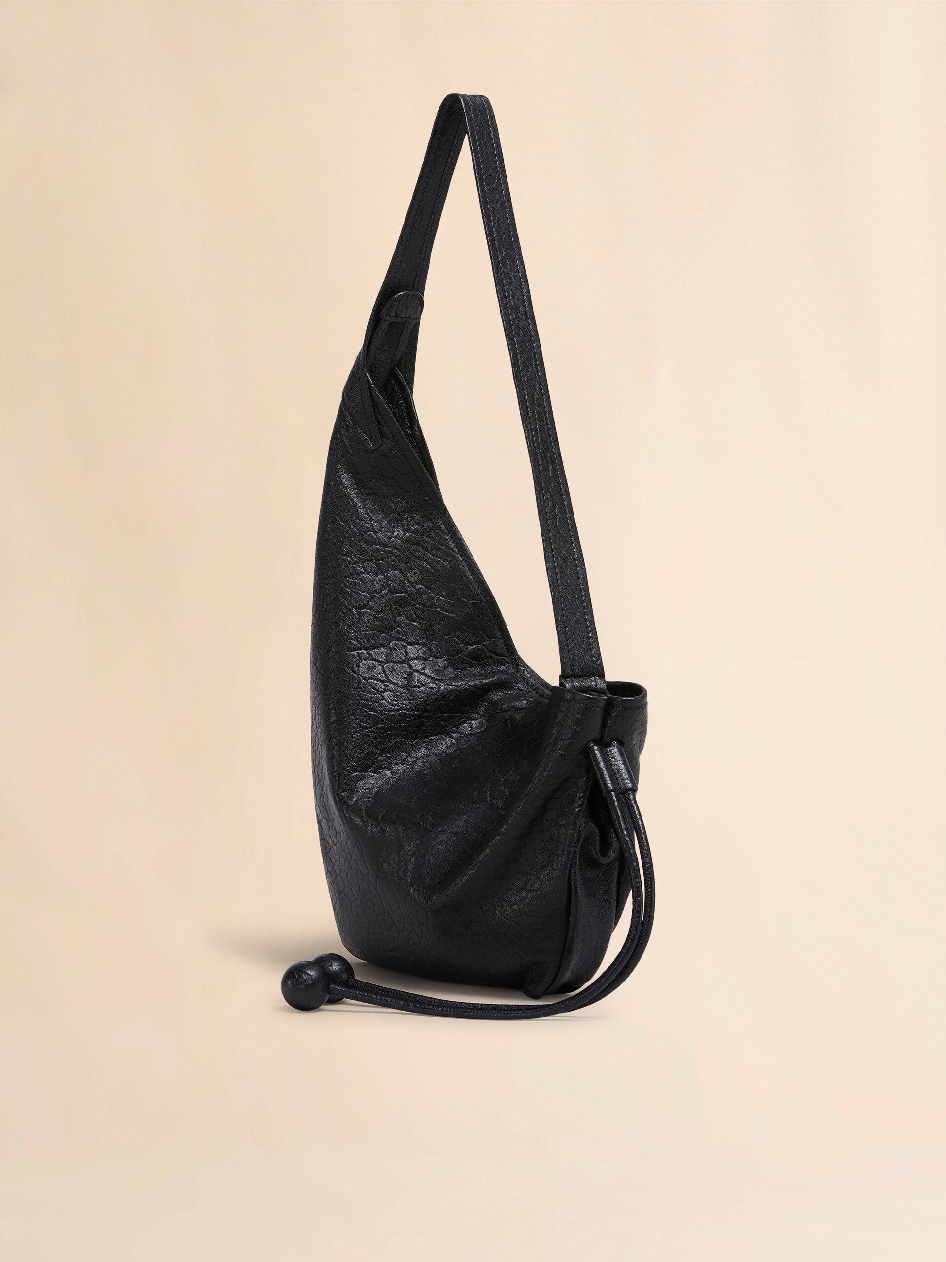 Borsa Hobo piccola in nappa marrone - Borse a spalla - Image 2