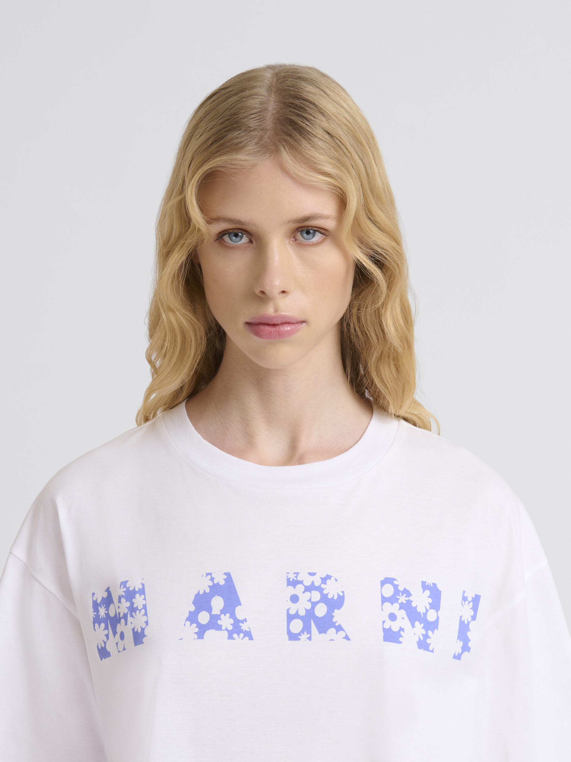 T-shirt in cotone con logo Marni Pop Fields indaco - T-shirt - Image 4