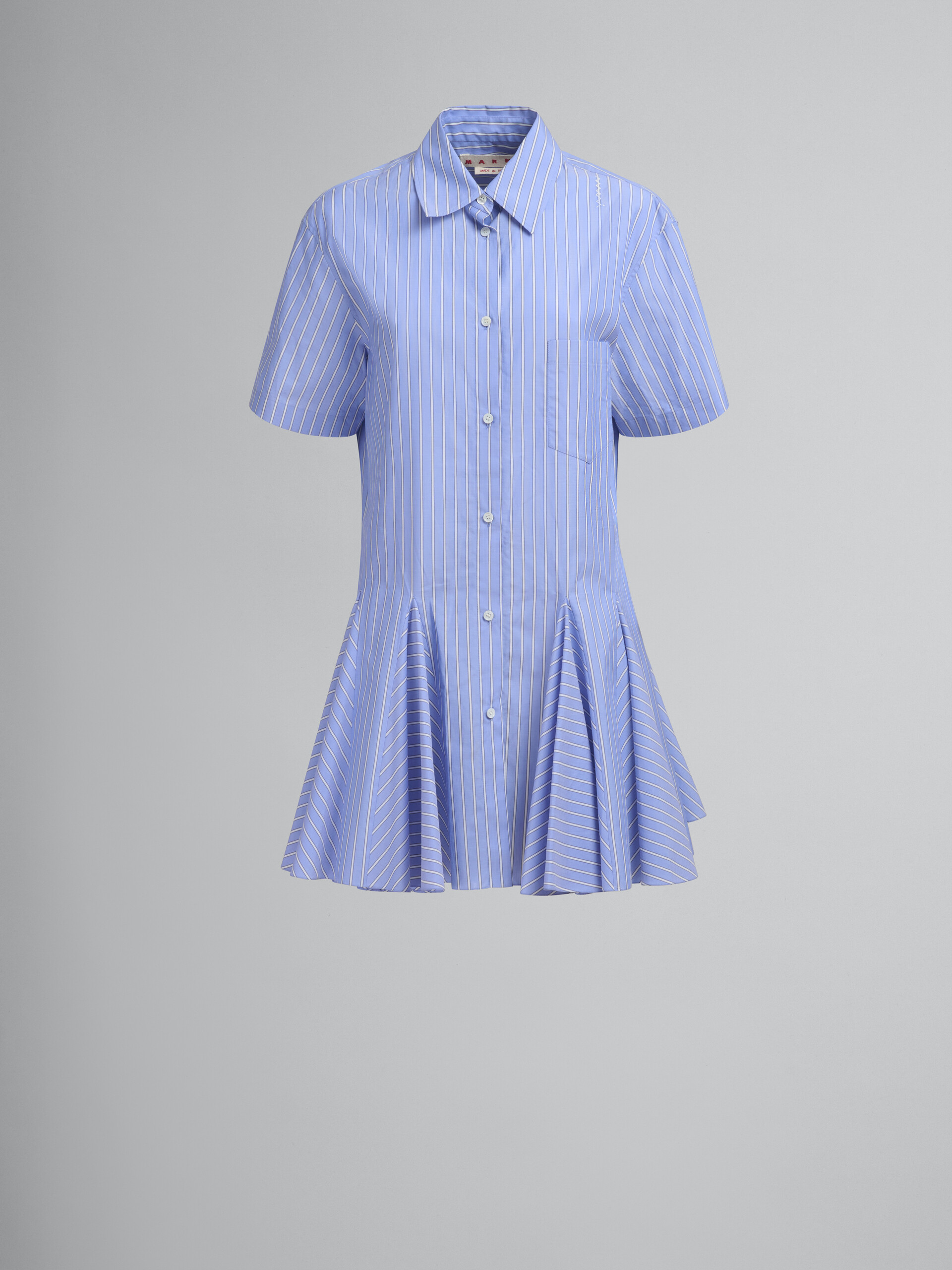 Abito a camicia in popeline blu a righe - Vestiti - Image 1