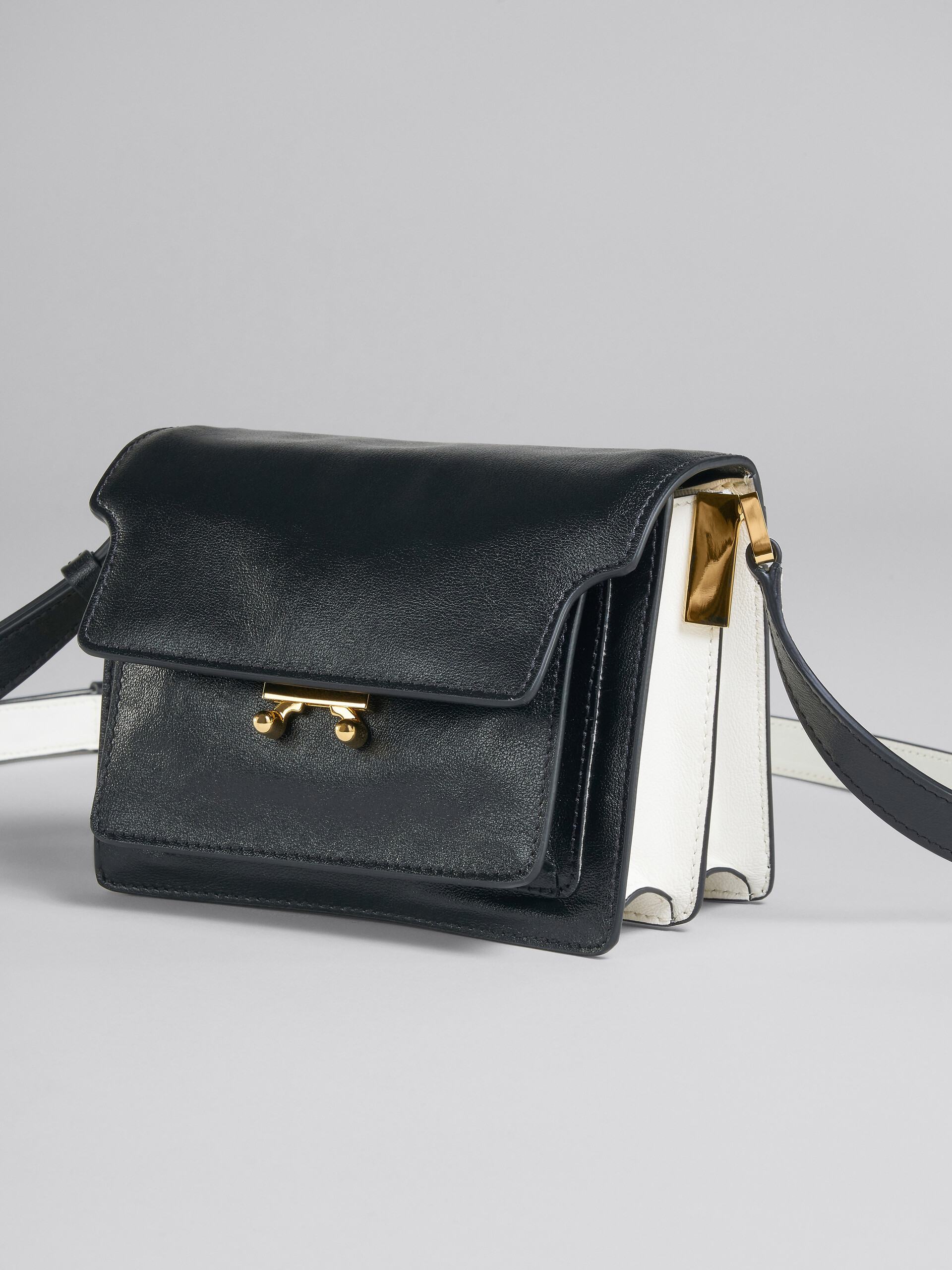 Marni Trunk Soft Mini Bag in Black/White Curated at Jake and Jones
