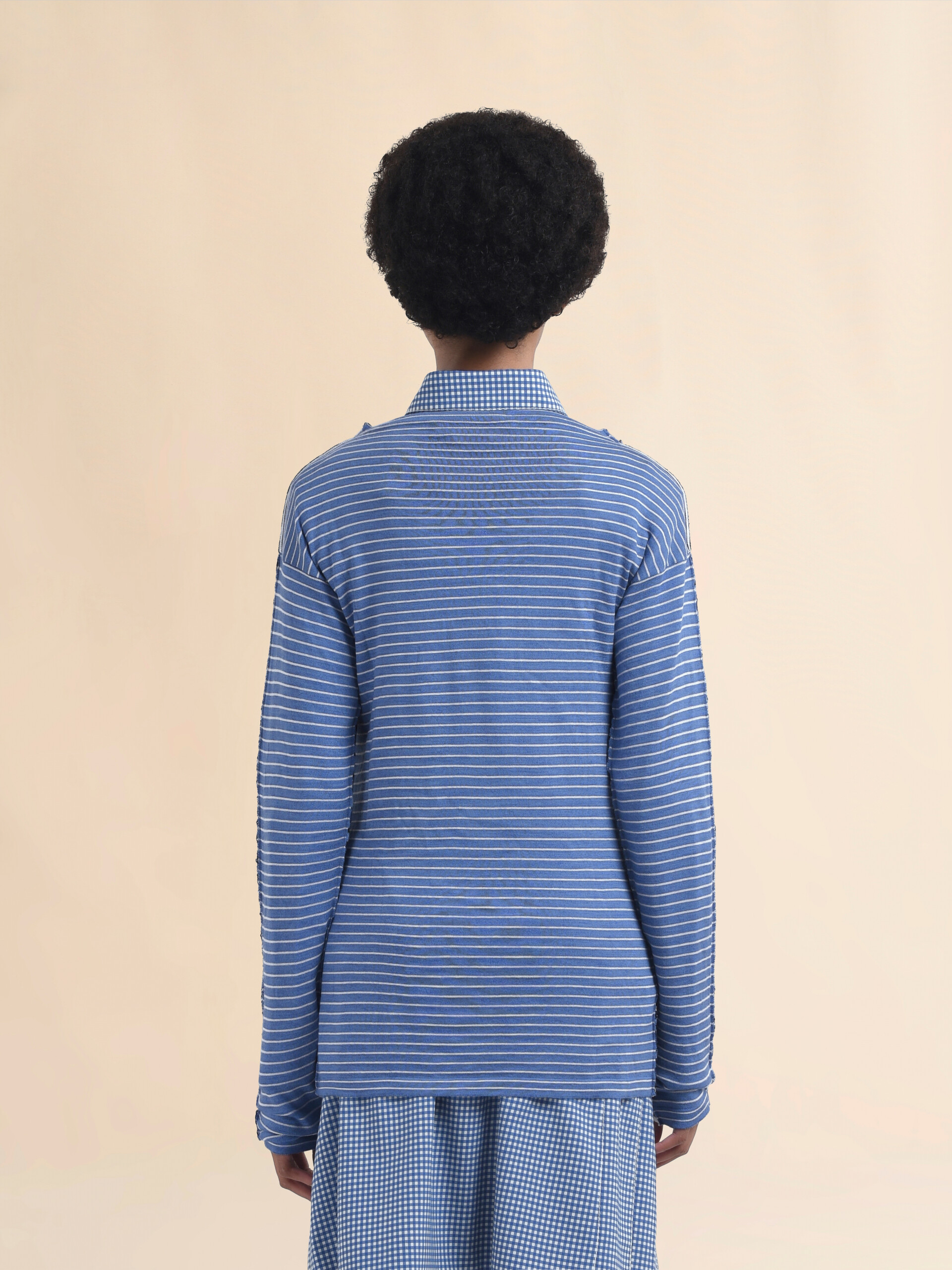 Maglione a righe blu con retro a contrasto - Pullover - Image 3