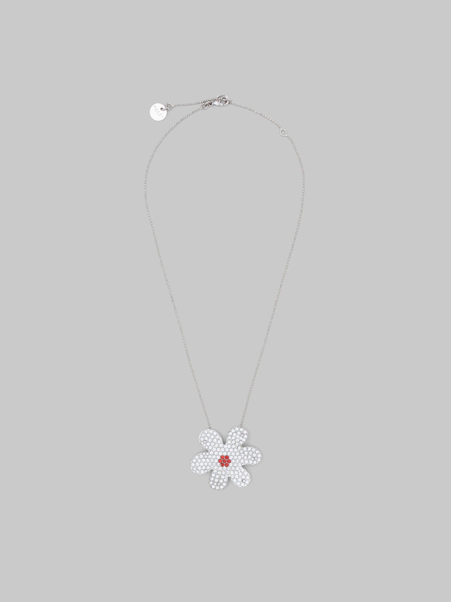 Palladium ball chain necklace with daisy pendant - Necklaces - Image 1