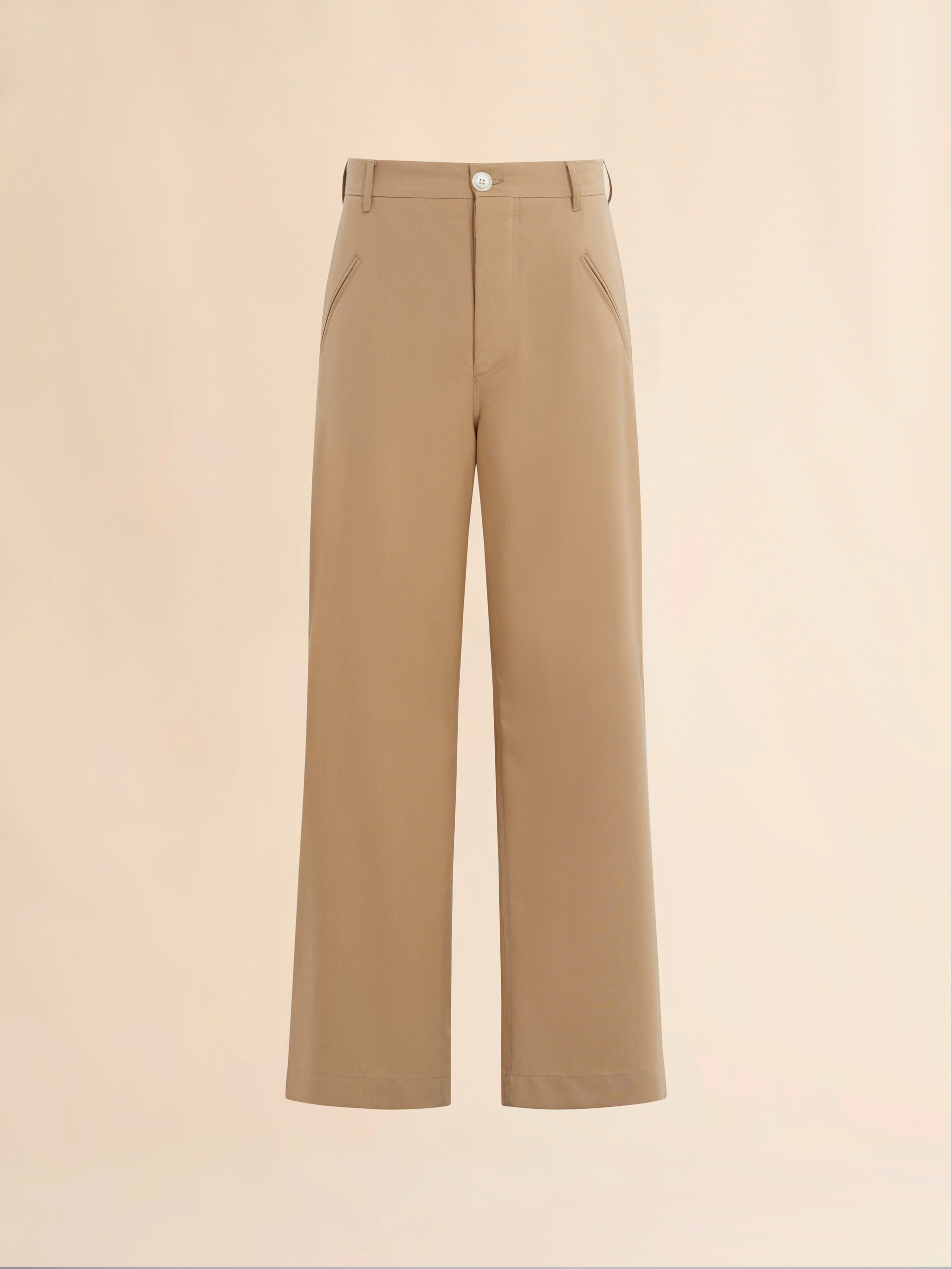 Pantaloni dritti in lana marrone chiaro - Pantaloni - Image 1