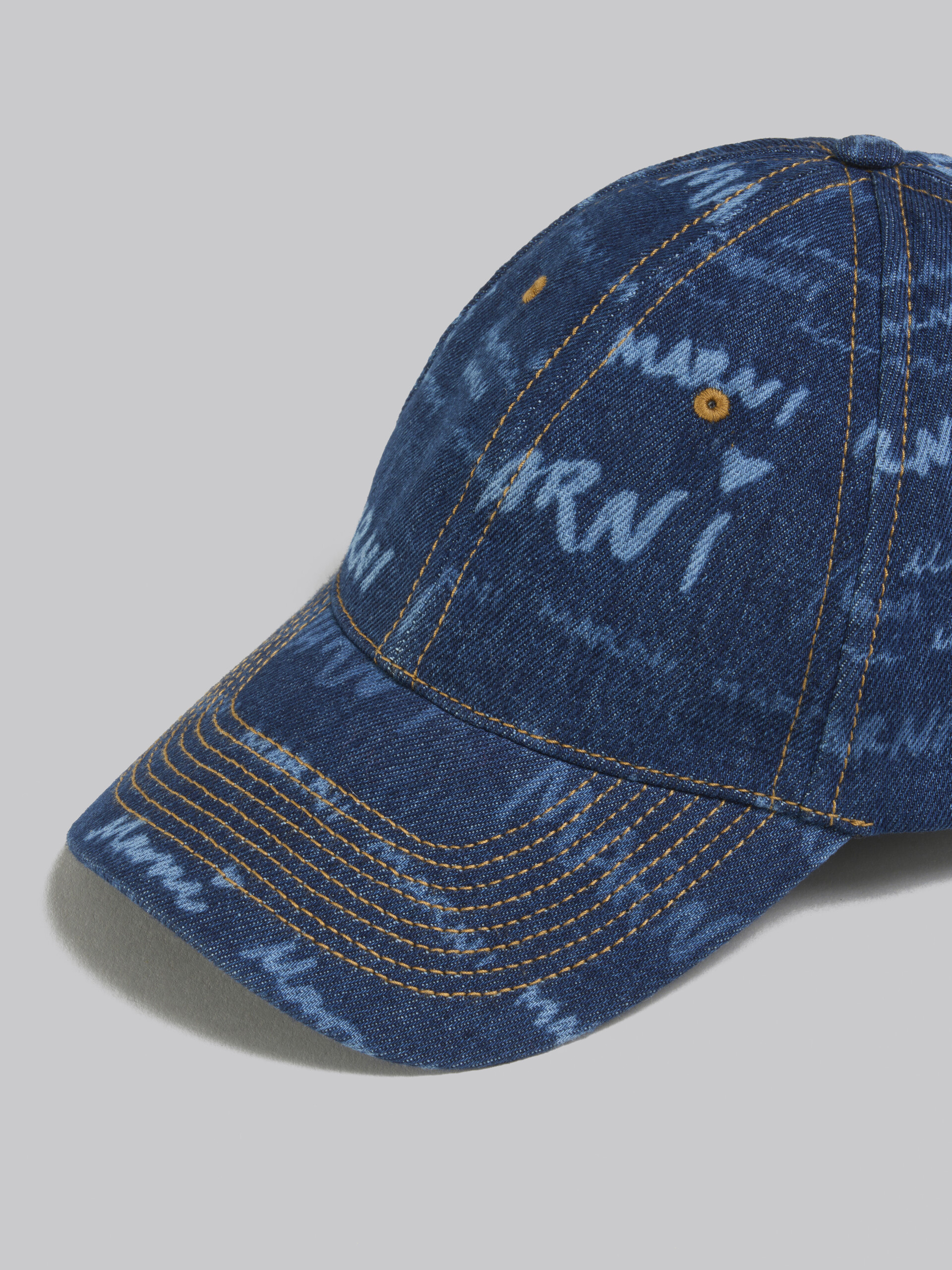 Blue denim baseball cap with Mega Marni motif | Marni