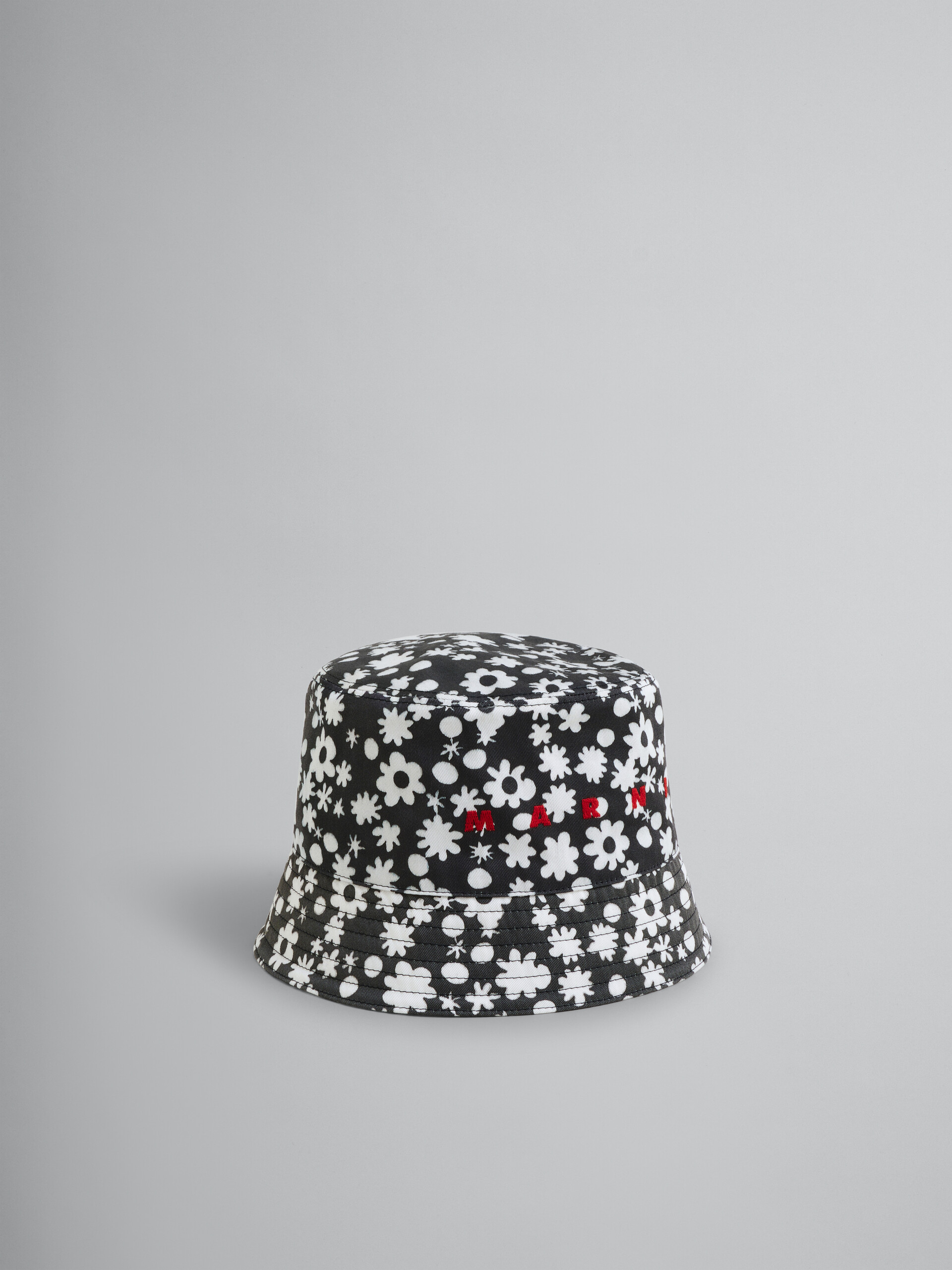 Cappello bucket in cotone con motivo Pop Fields bianco e nero - Cappelli - Image 1