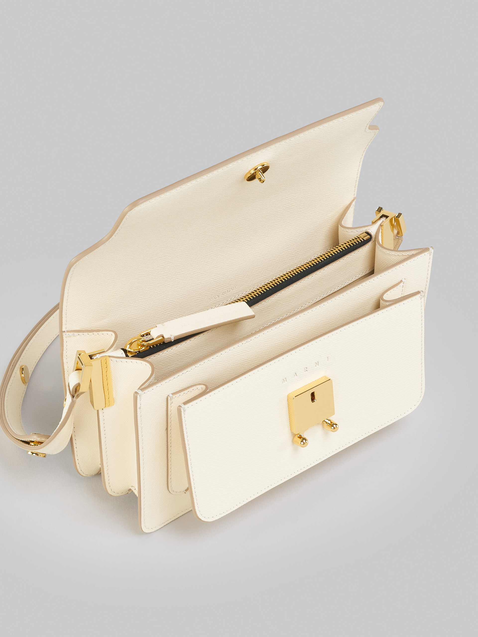 Trunk Bag E/W in white saffiano leather | Marni