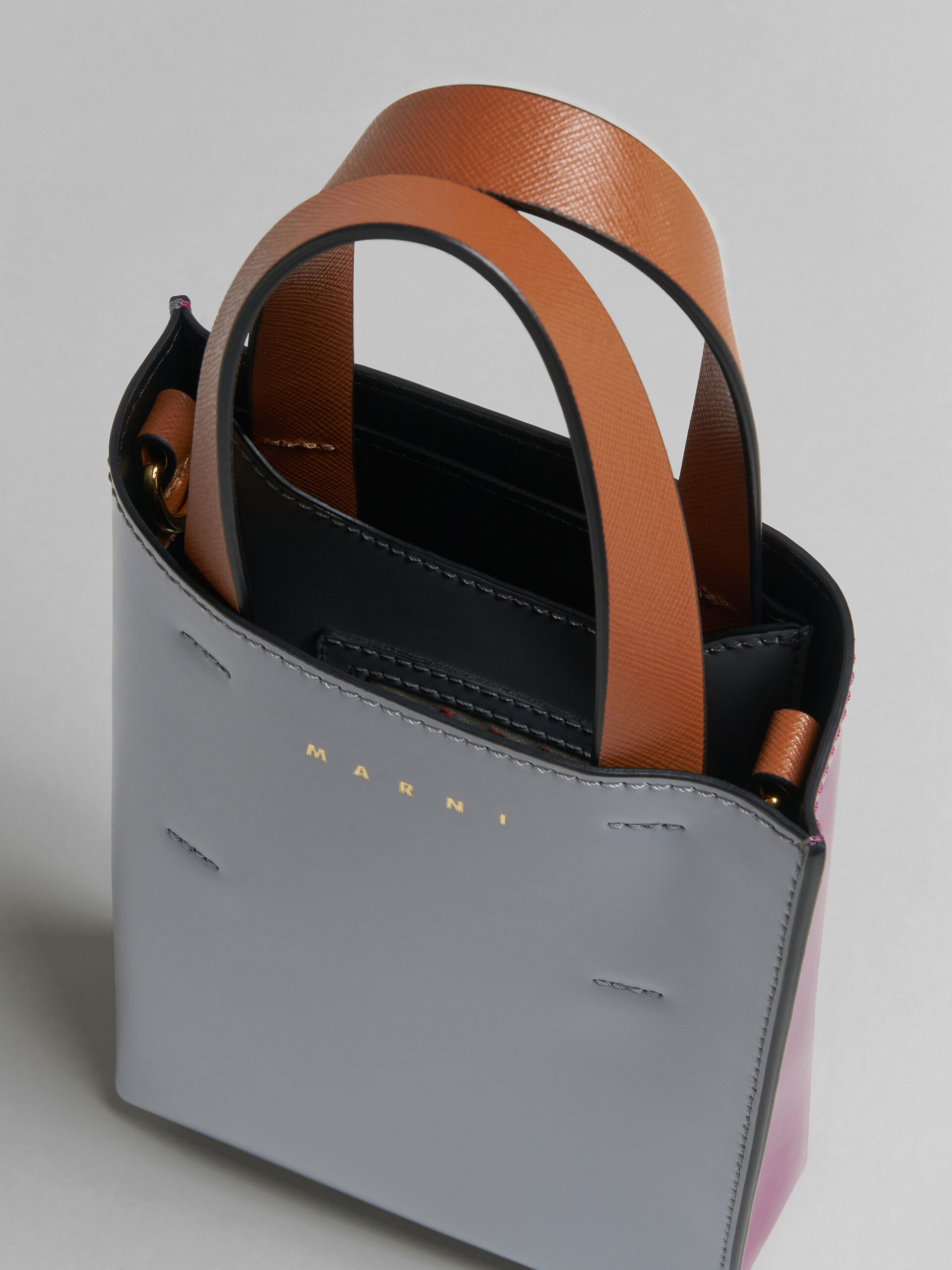 MUSEO nano bag in grey and purple leather