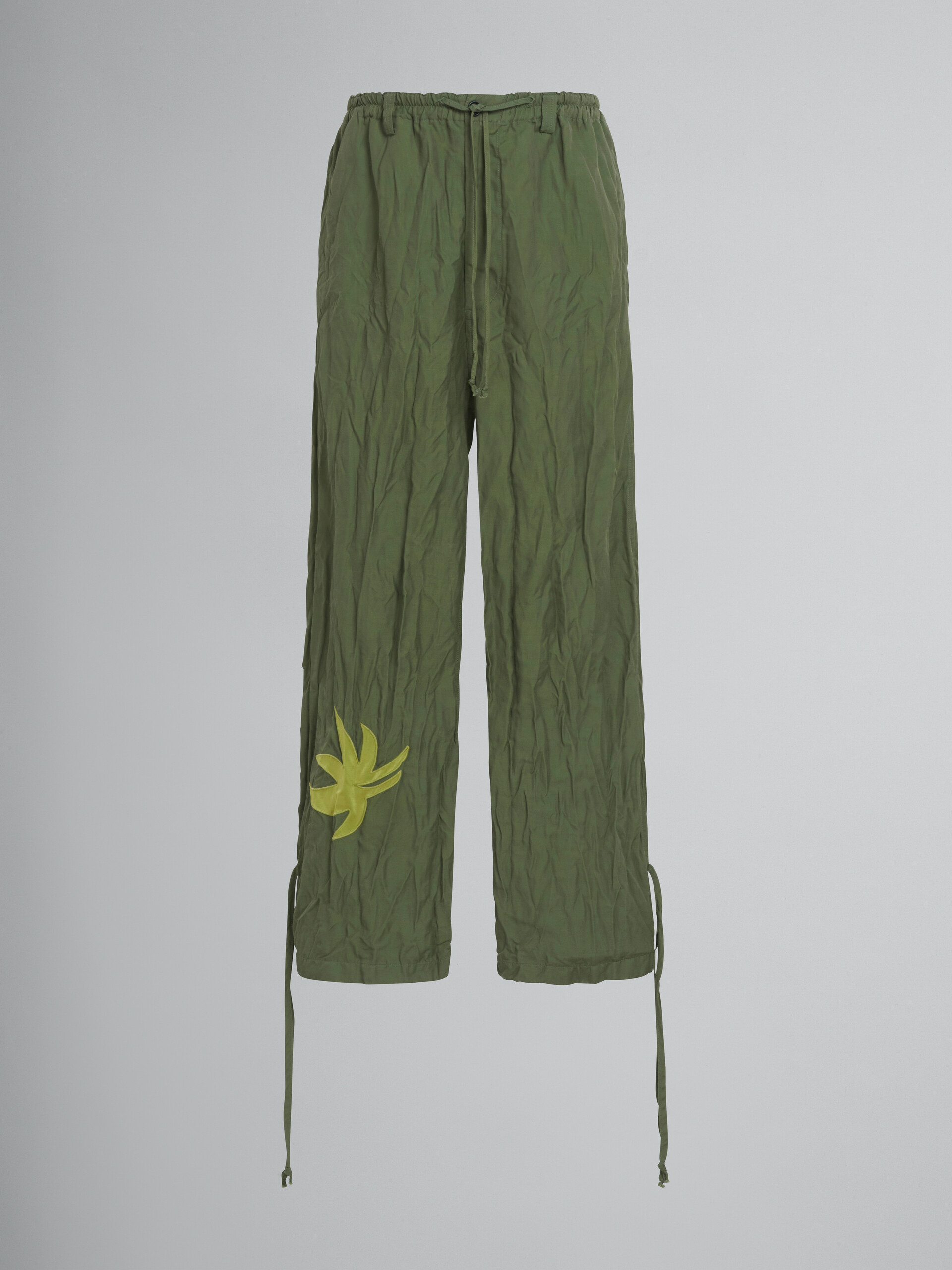 Marni x No Vacancy Inn - Green gabardine pants with embroidery