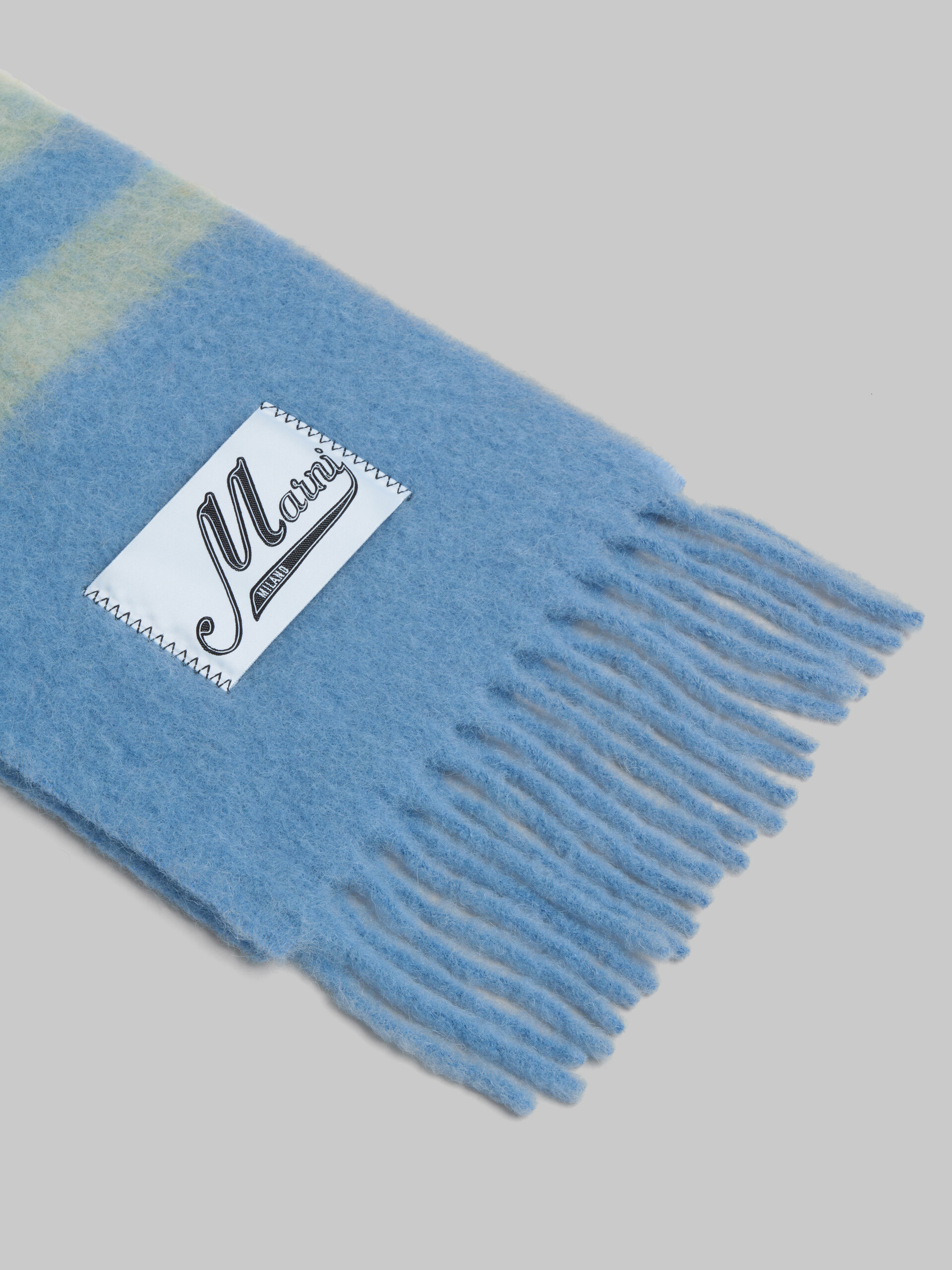 Blue striped alpaca-mohair scarf - Scarves - Image 4