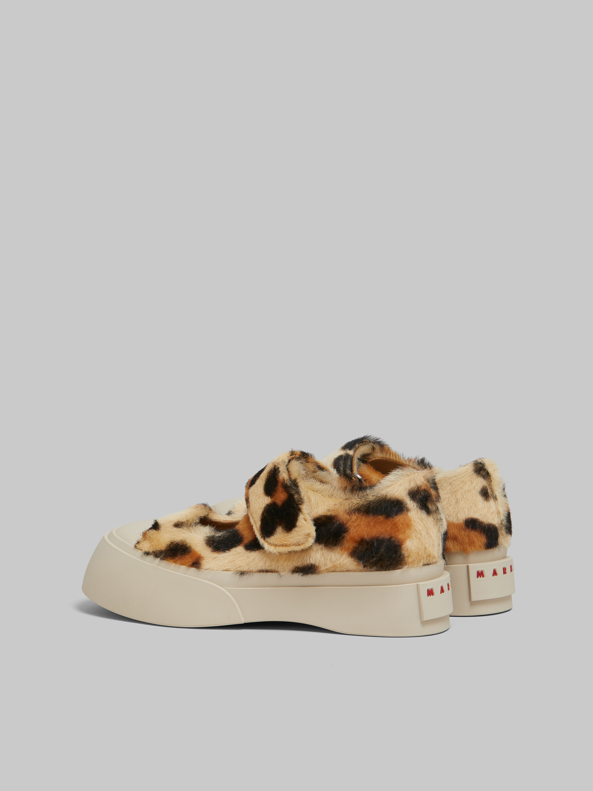 Sneaker Mary Jane in shearling giallo con stampa animalier - Sneakers - Image 3