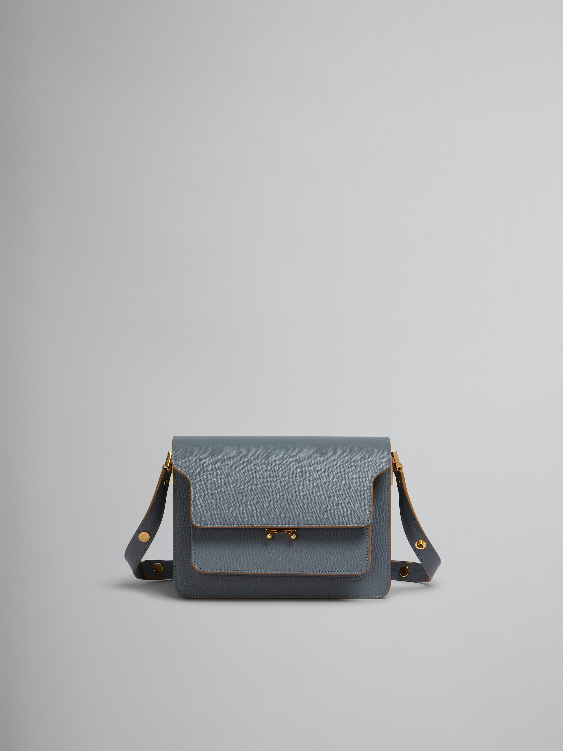 Marni Saffiano Leather Nano Trunk Bag With Brushstrokes Print In Black