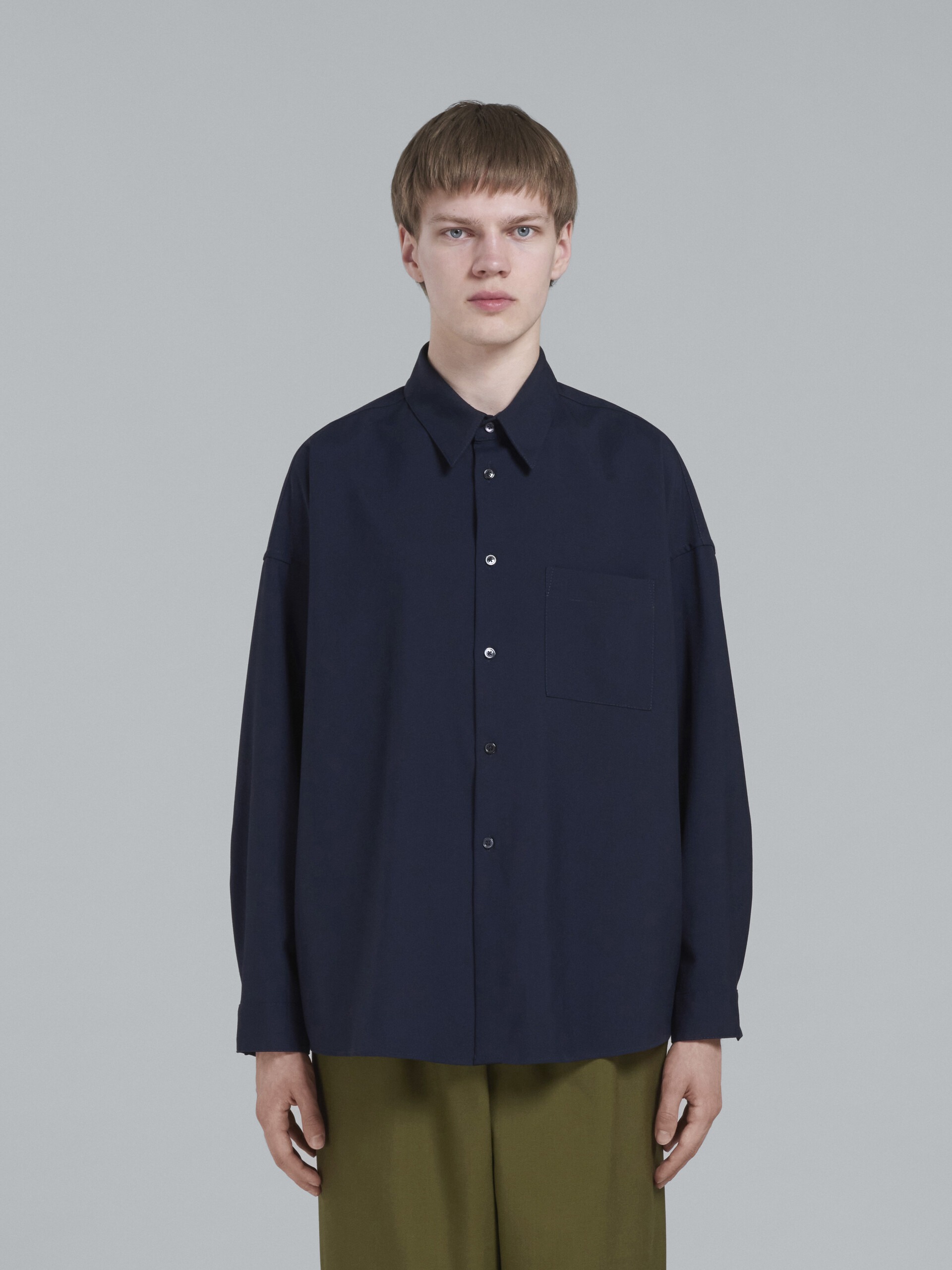 極美品 マルニ MARNI パーカー シャツ トロピカルウール フーデッドシャツ 2022AW トップス メンズ 46(S相当) ブラック
