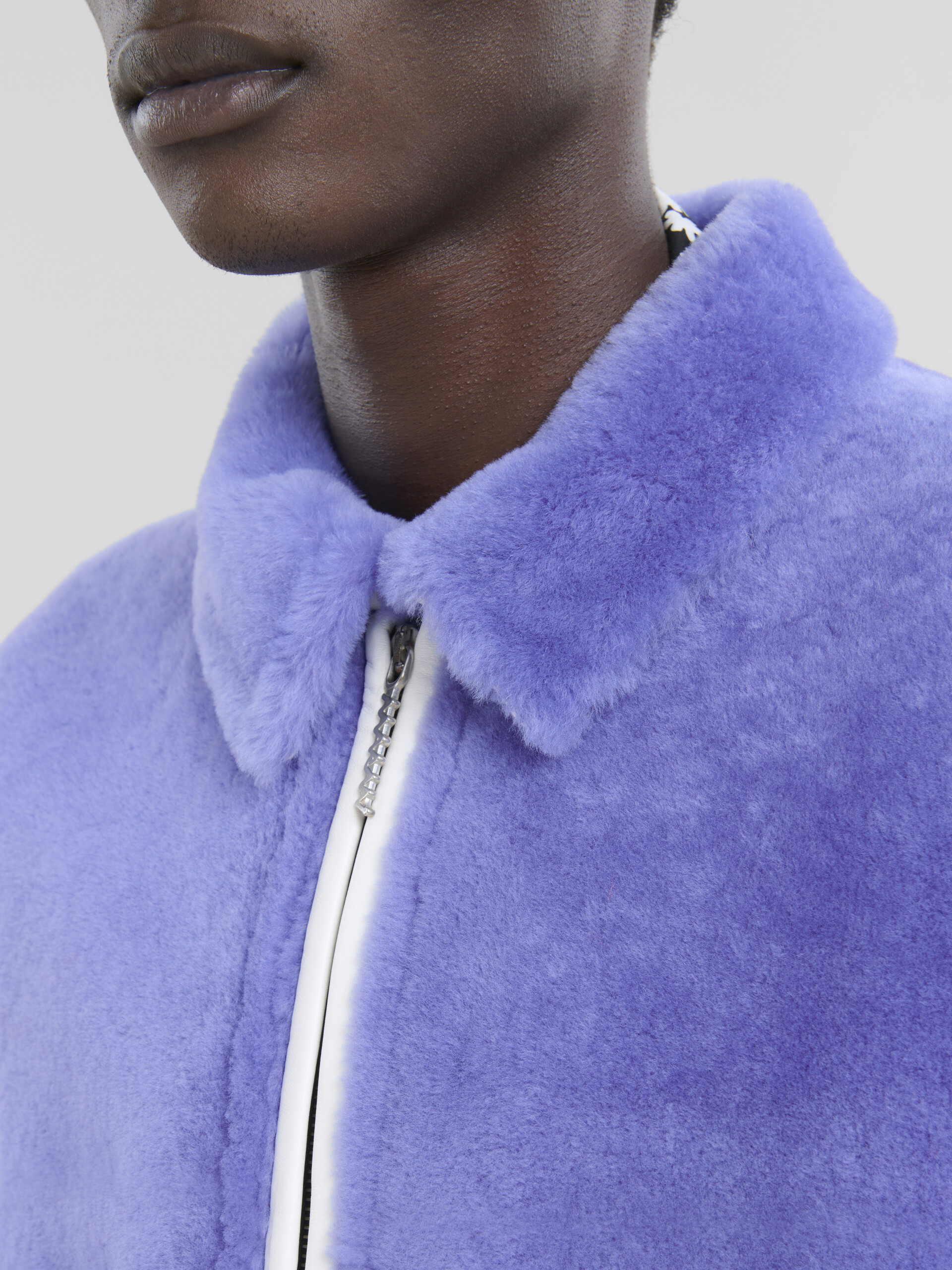 Giacca in shearling rasato azzurro - Giacche - Image 5