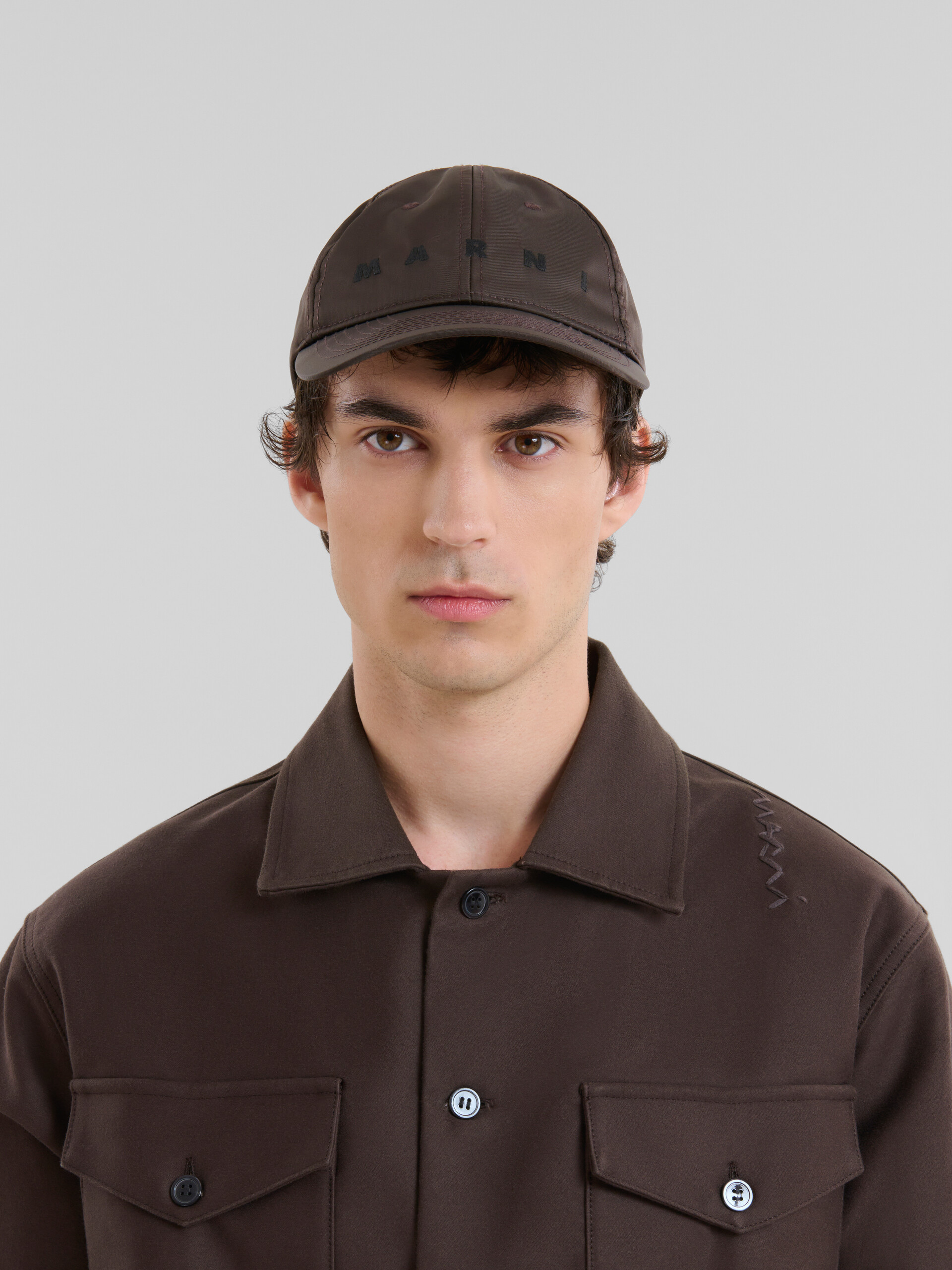 Cappello da baseball in twill marrone con logo - Cappelli - Image 2